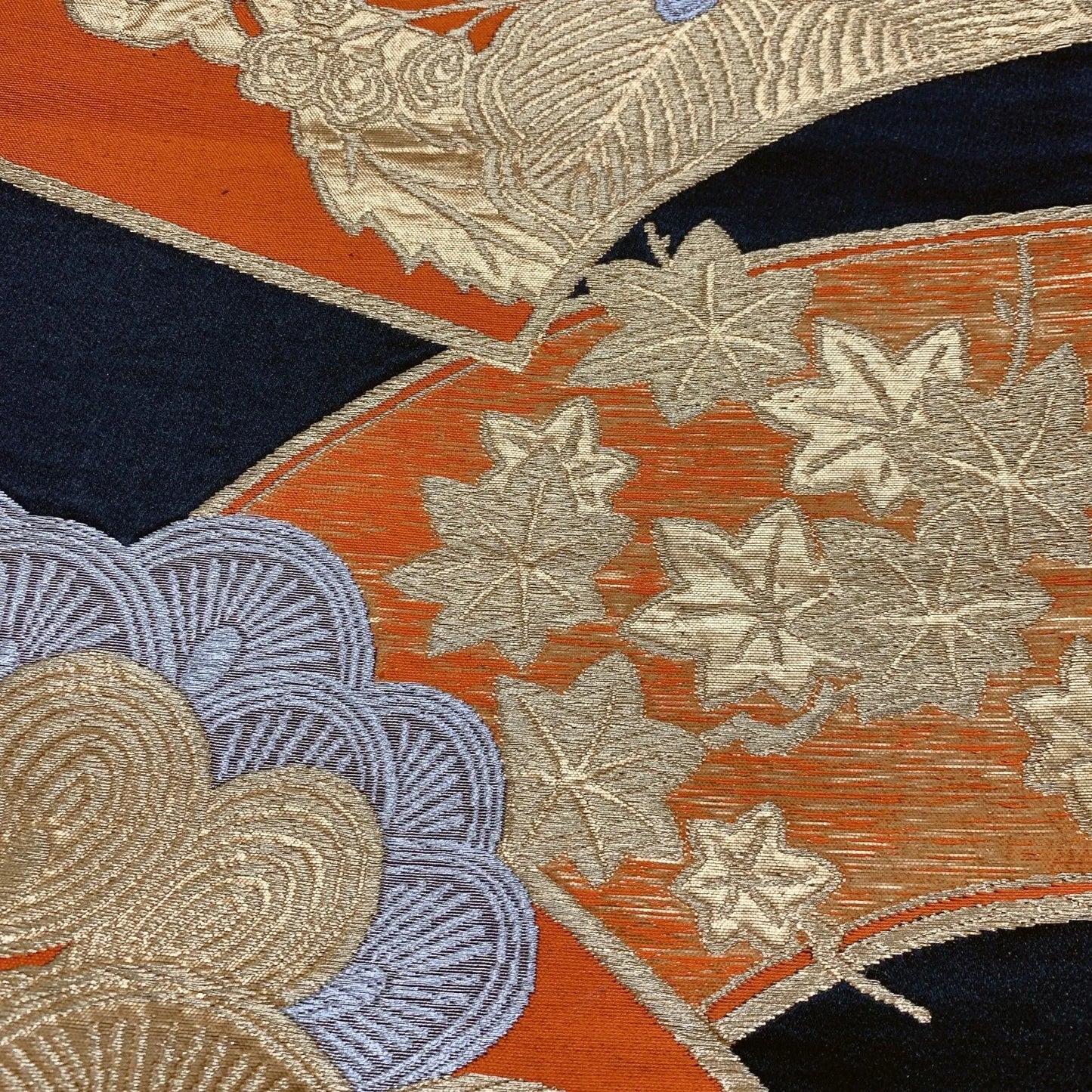 6837# Japanese Vintage Fukuro Obi Belt Kimono Fabric Silk Traditional Black