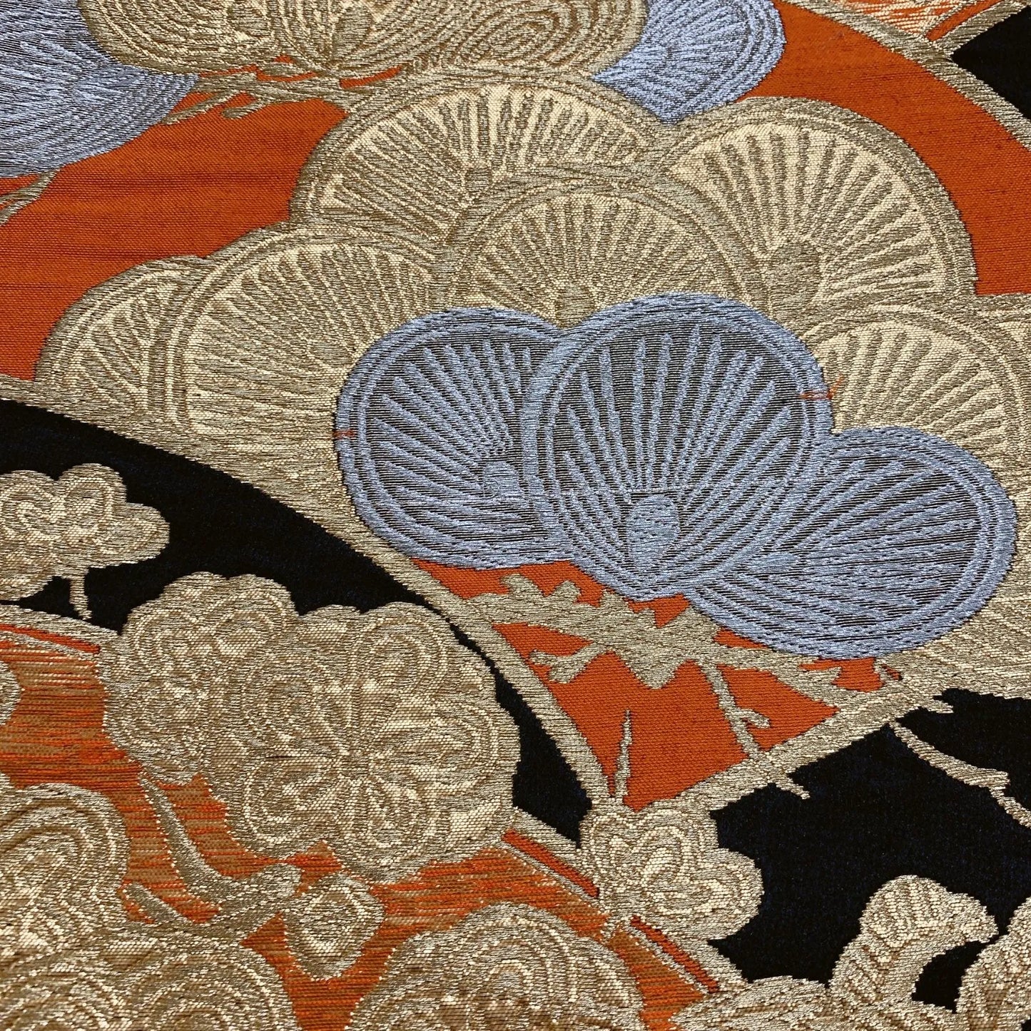 6837# Japanese Vintage Fukuro Obi Belt Kimono Fabric Silk Traditional Black