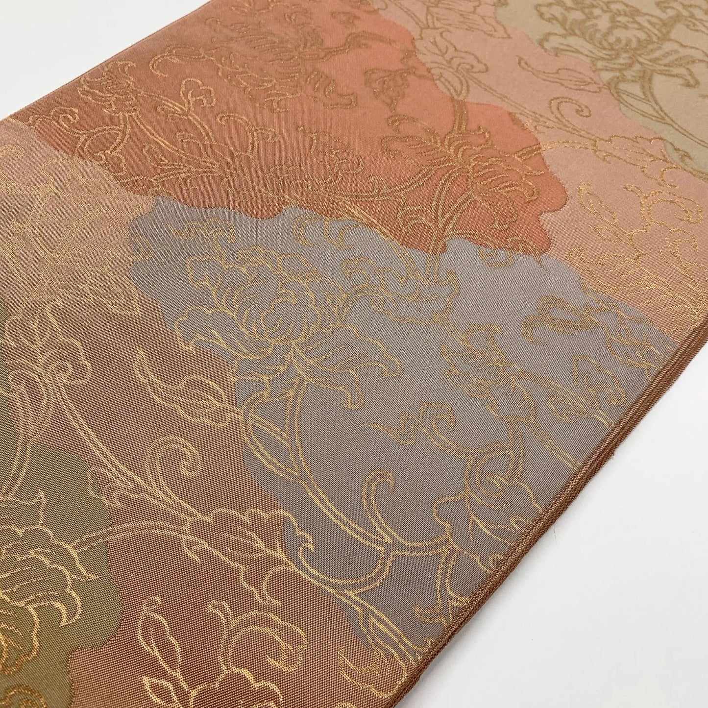 6841# Japanese Vintage Fukuro Obi Belt Kimono Fabric Silk Traditional 　