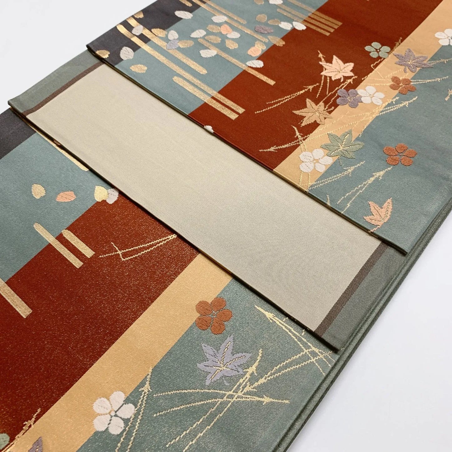 6843# Japanese Vintage Fukuro Obi Belt Kimono Fabric Silk Traditional Embroidery