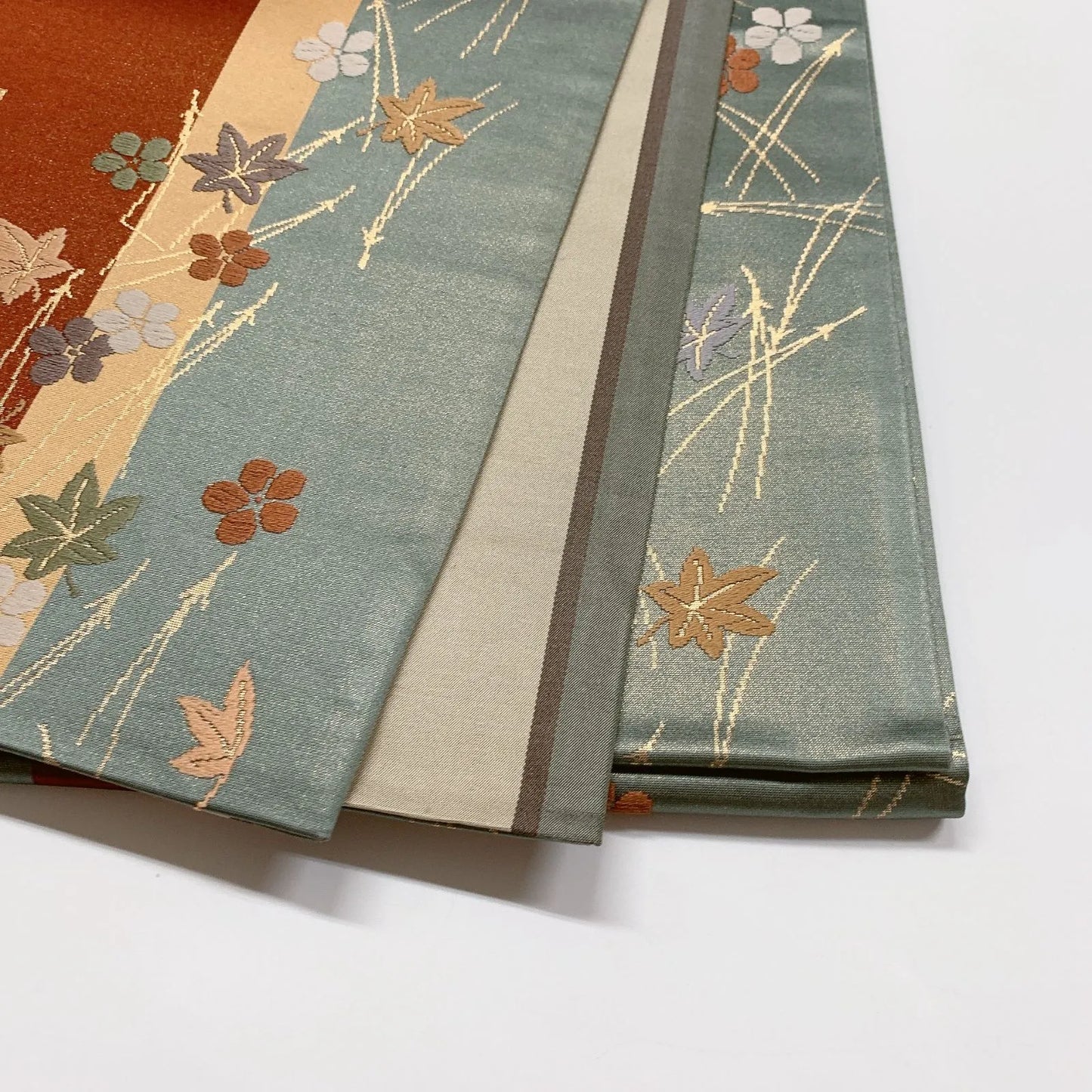 6843# Japanese Vintage Fukuro Obi Belt Kimono Fabric Silk Traditional Embroidery