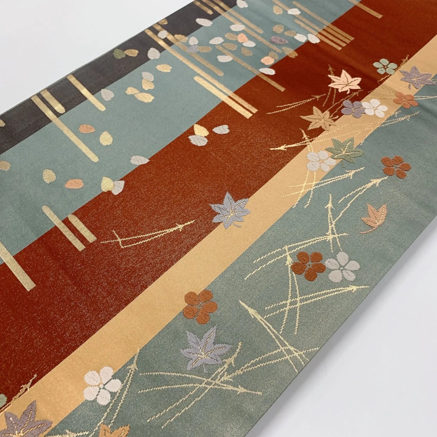 6843# Japanese Vintage Fukuro Obi Belt Kimono Fabric Silk Traditional Embroidery