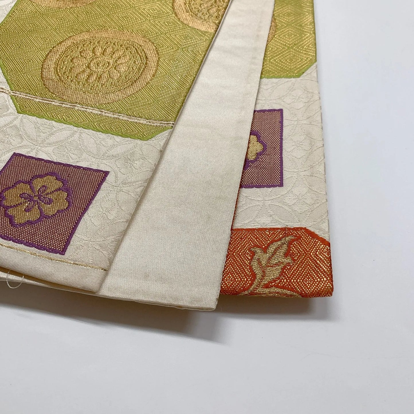 6851# Japanese Vintage Fukuro Obi Belt Kimono Fabric Silk Traditional Untailored