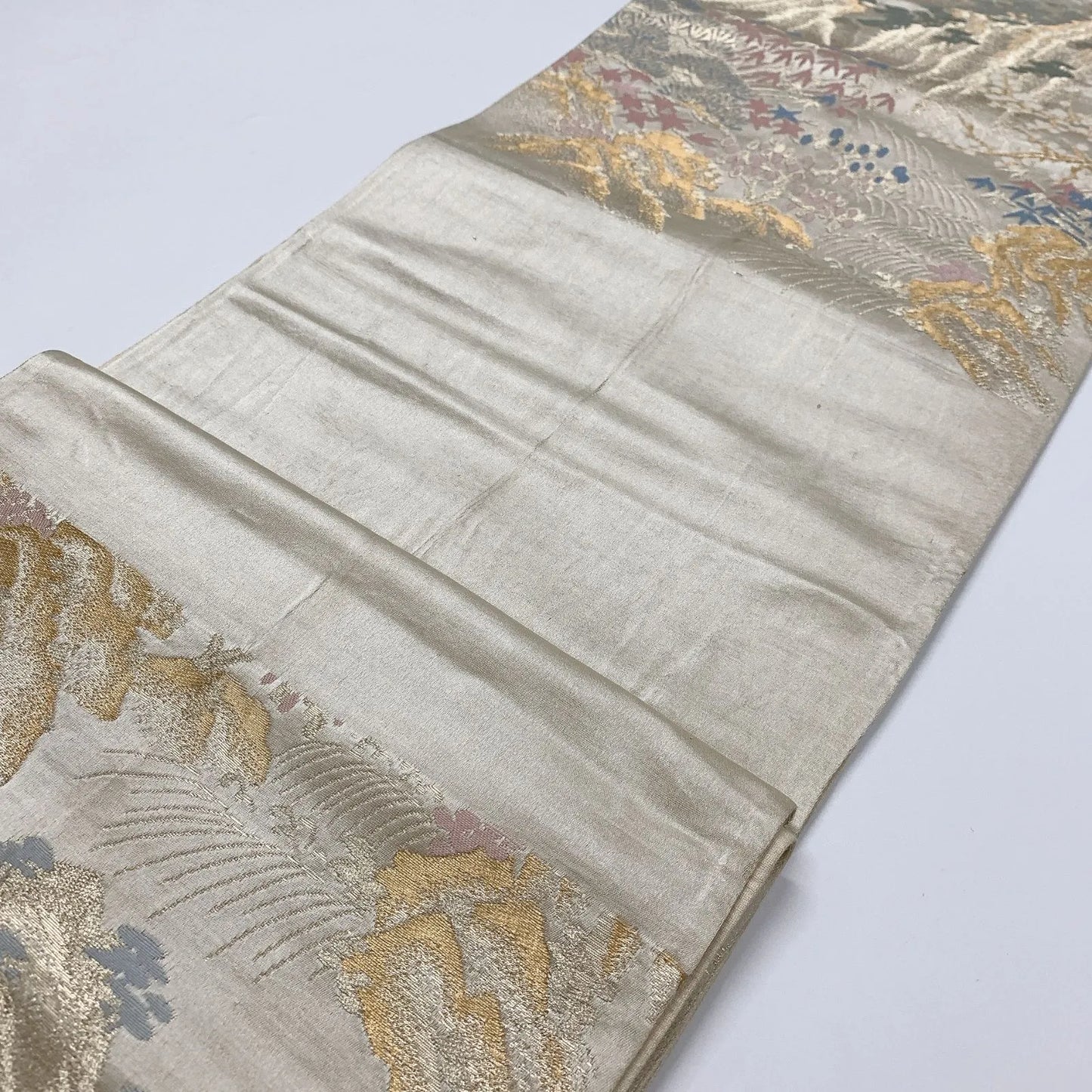 6854# Japanese Vintage Fukuro Obi Belt Kimono Fabric Silk Traditional Untailored 　