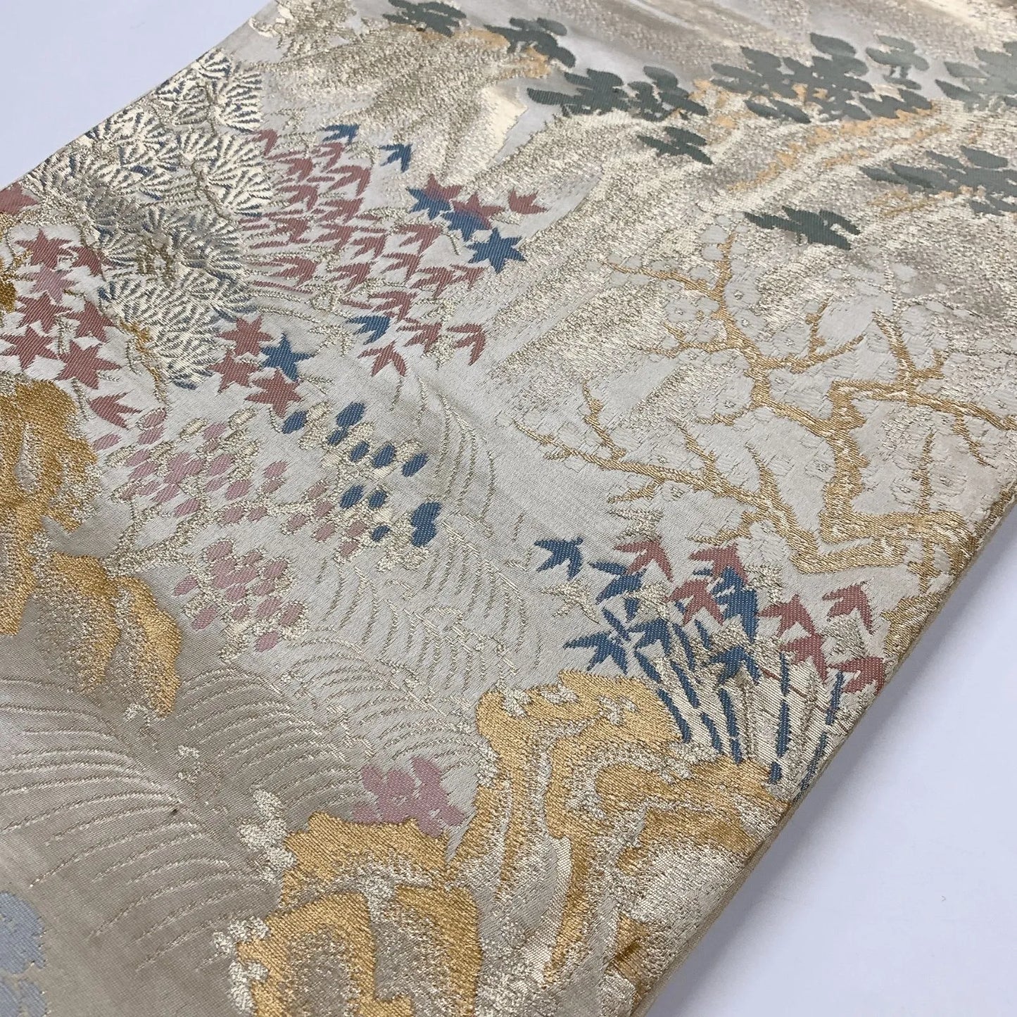 6854# Japanese Vintage Fukuro Obi Belt Kimono Fabric Silk Traditional Untailored 　