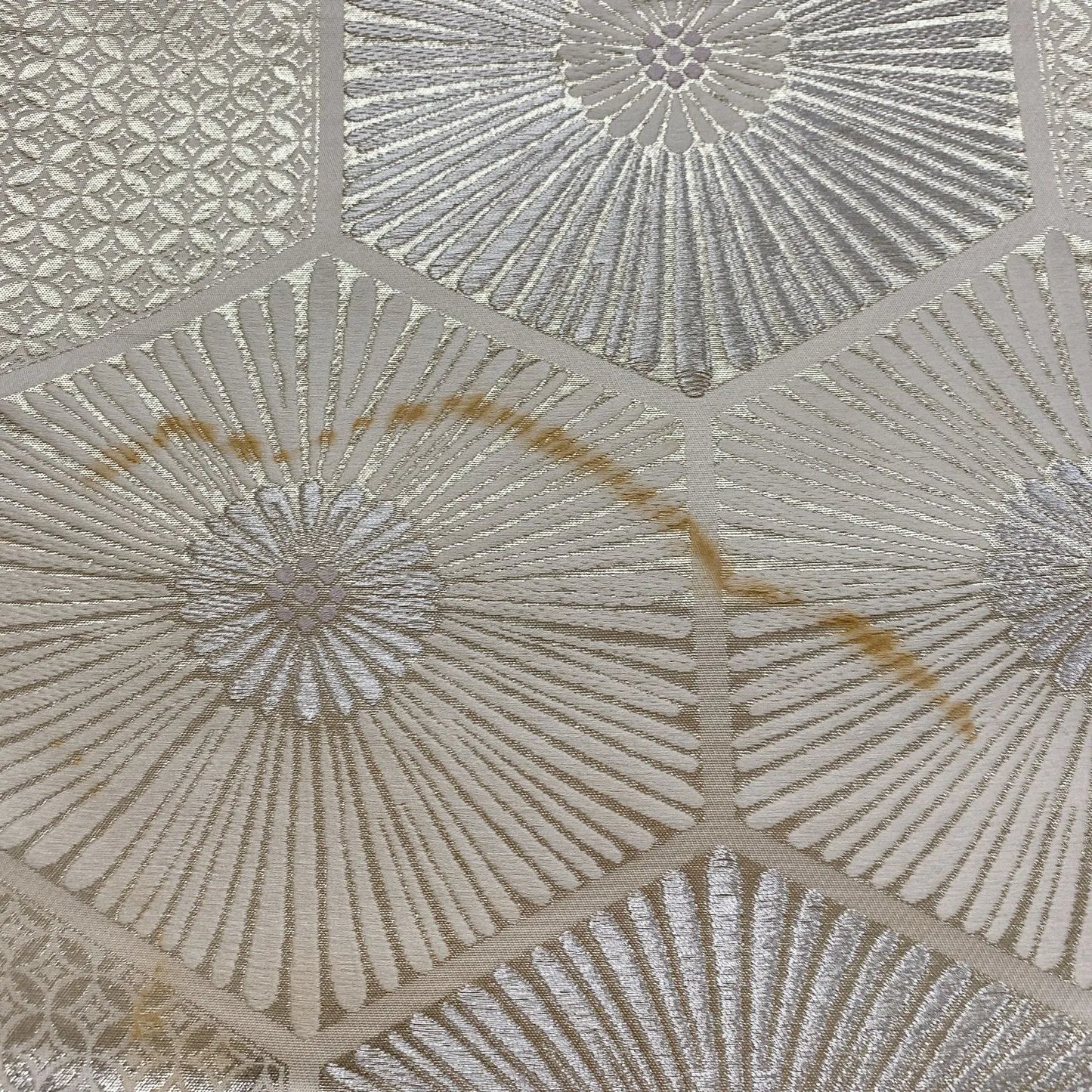 6857# Japanese Vintage Fukuro Obi Belt Kimono Fabric Silk Traditional Silver