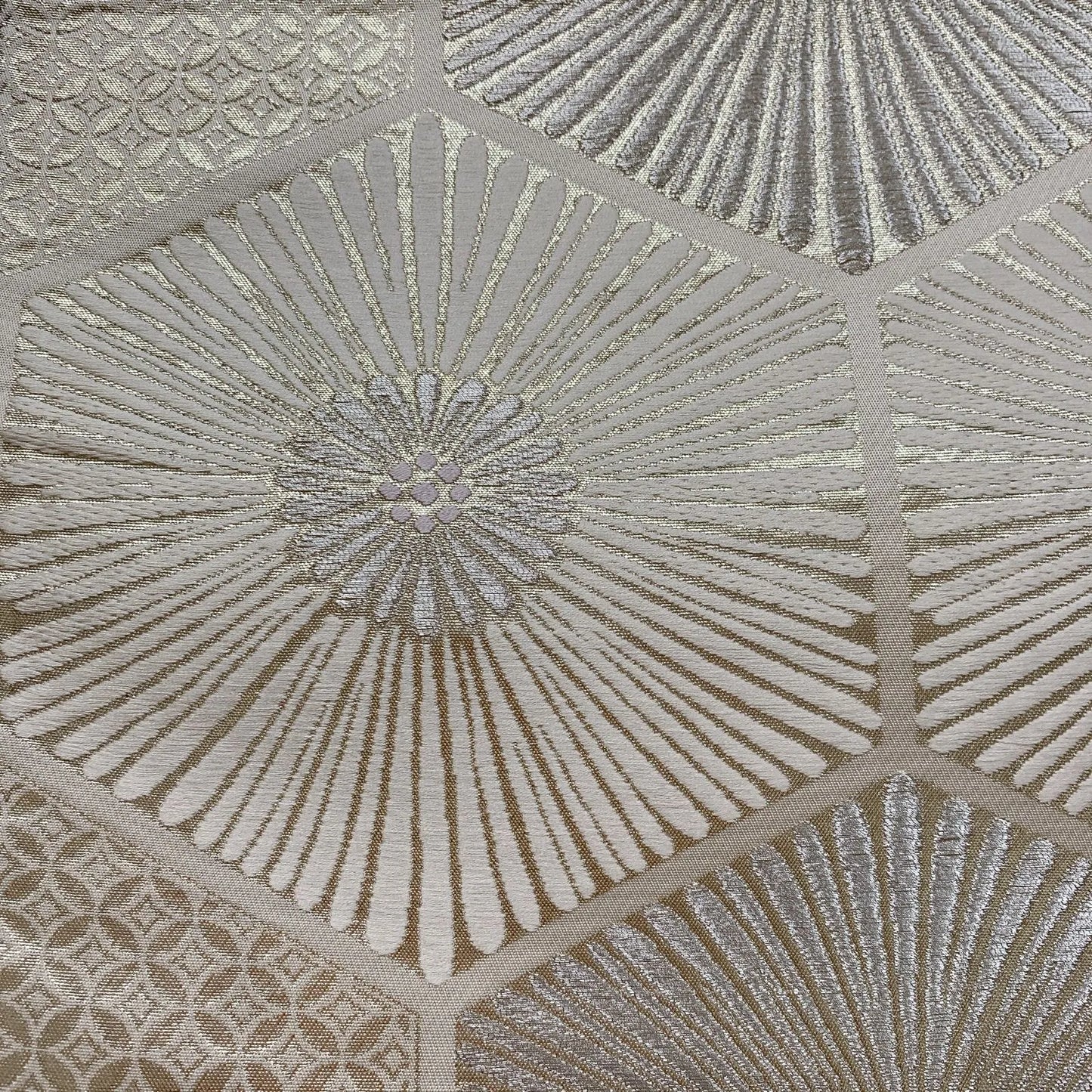 6857# Japanese Vintage Fukuro Obi Belt Kimono Fabric Silk Traditional Silver