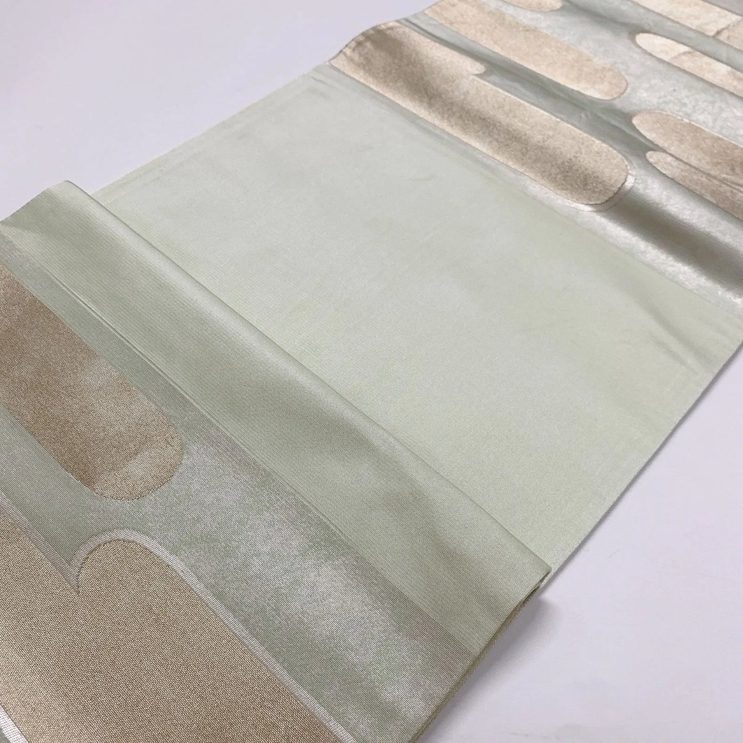 6859# Japanese Vintage Fukuro Obi Belt Kimono Fabric Silk Traditional Silver