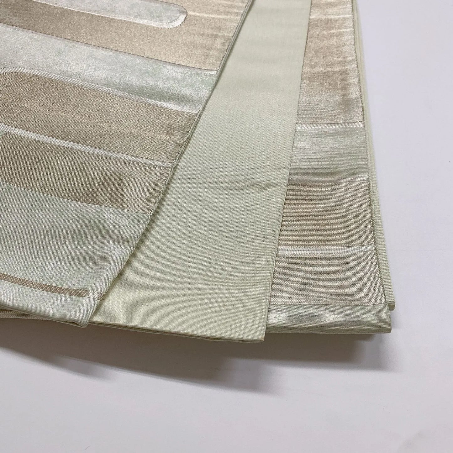 6859# Japanese Vintage Fukuro Obi Belt Kimono Fabric Silk Traditional Silver