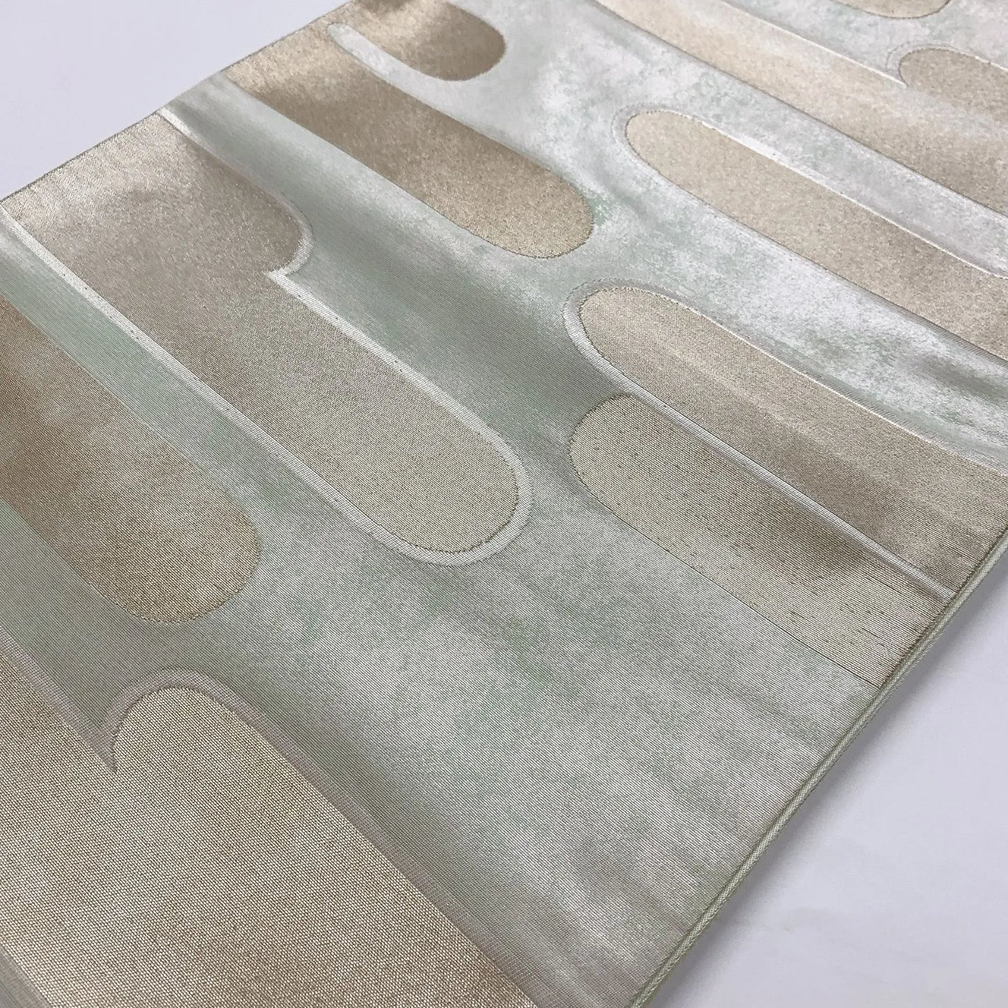 6859# Japanese Vintage Fukuro Obi Belt Kimono Fabric Silk Traditional Silver