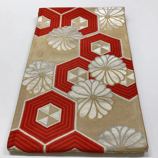 6827# Japanese Vintage Fukuro Obi Belt Kimono Fabric Silk Traditional Untailored