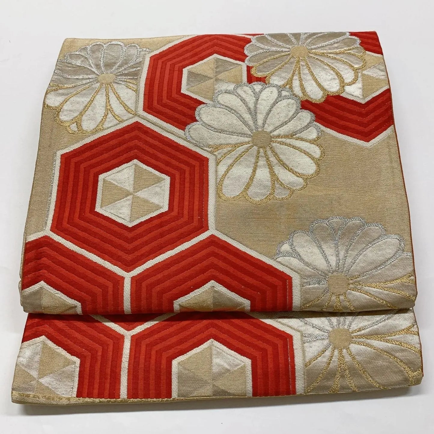 6827# Japanese Vintage Fukuro Obi Belt Kimono Fabric Silk Traditional Untailored