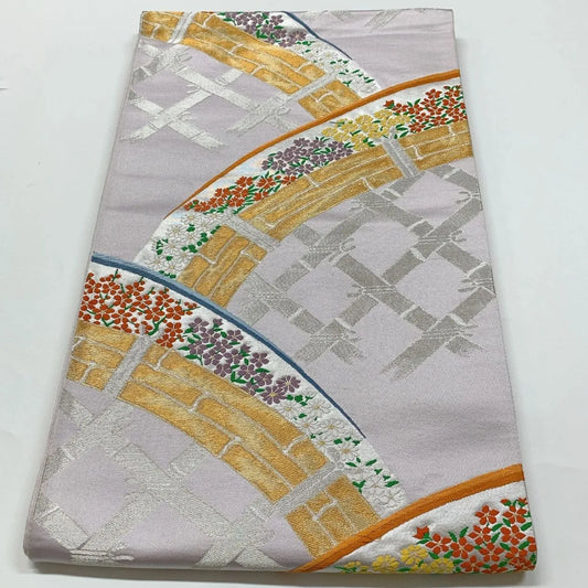 6828# Japanese Vintage Fukuro Obi Belt Kimono Fabric Silk Traditional