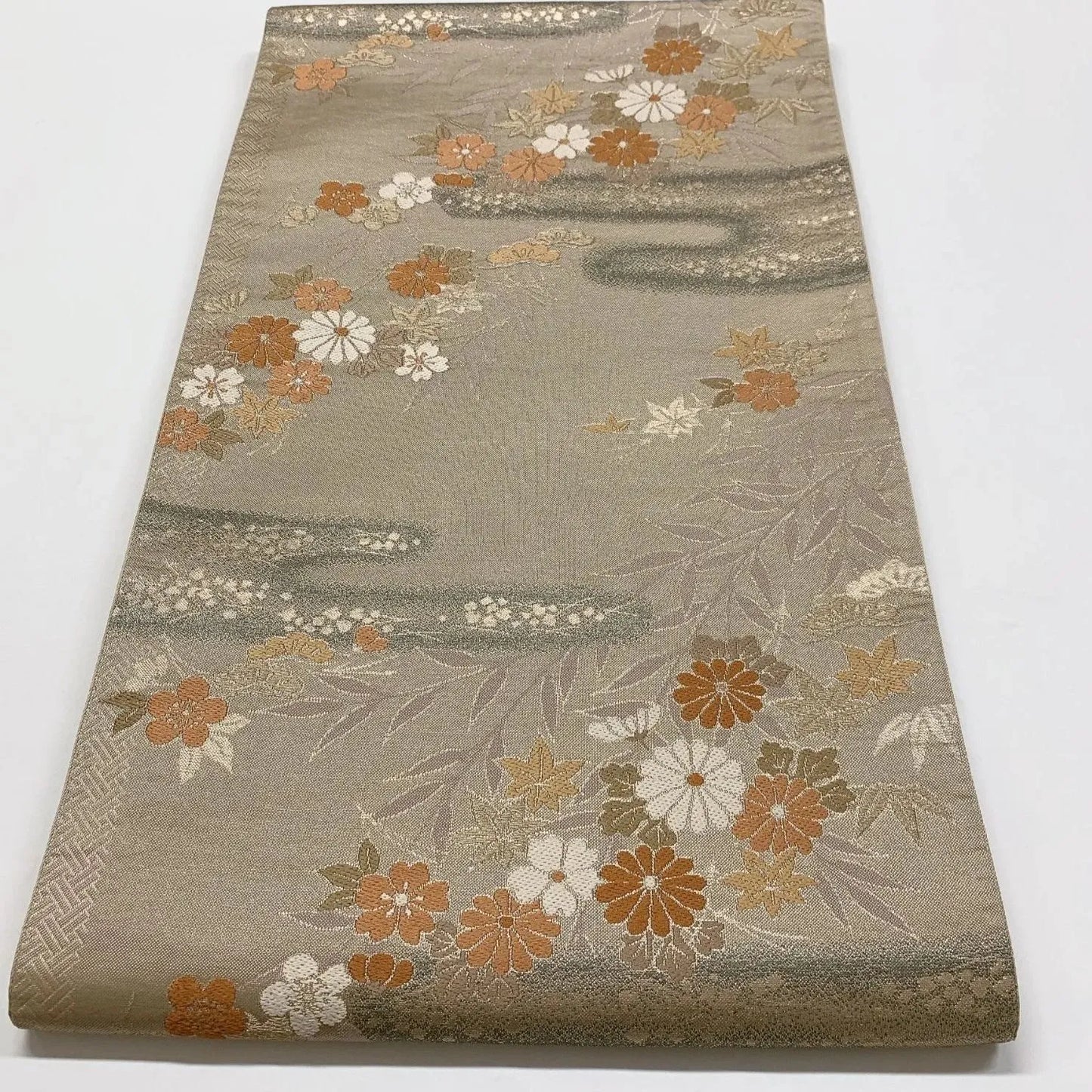 6833# Japanese Vintage Fukuro Obi Belt Kimono Fabric Silk Traditional 　