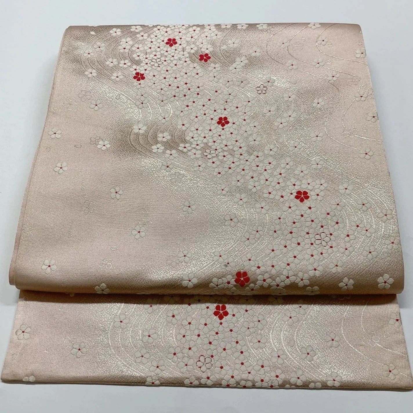 6840# Japanese Vintage Fukuro Obi Belt Kimono Fabric Silk Traditional Embroidery　