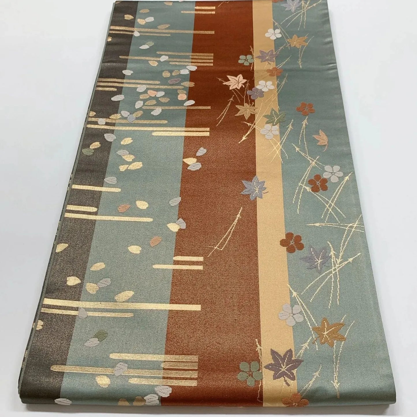 6843# Japanese Vintage Fukuro Obi Belt Kimono Fabric Silk Traditional Embroidery