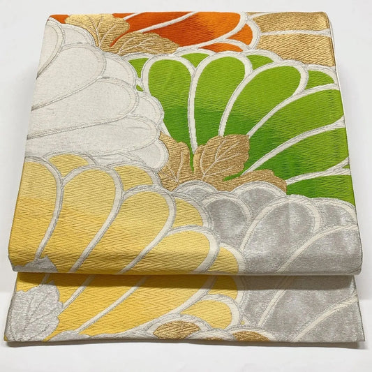 6847# Japanese Vintage Fukuro Obi Belt Kimono Fabric Silk Traditional
