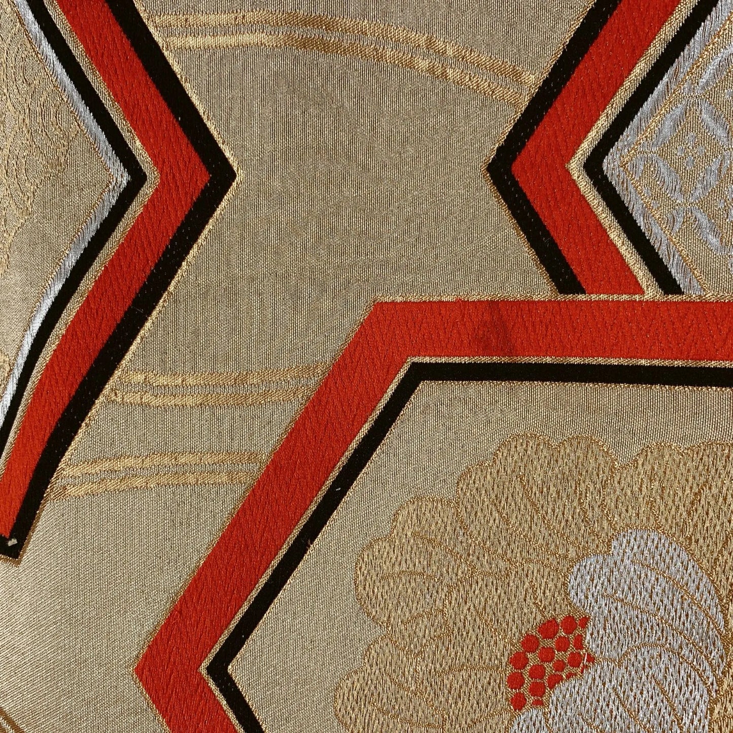6862# Japanese Vintage Fukuro Obi Belt Kimono Fabric Silk Traditional Gold