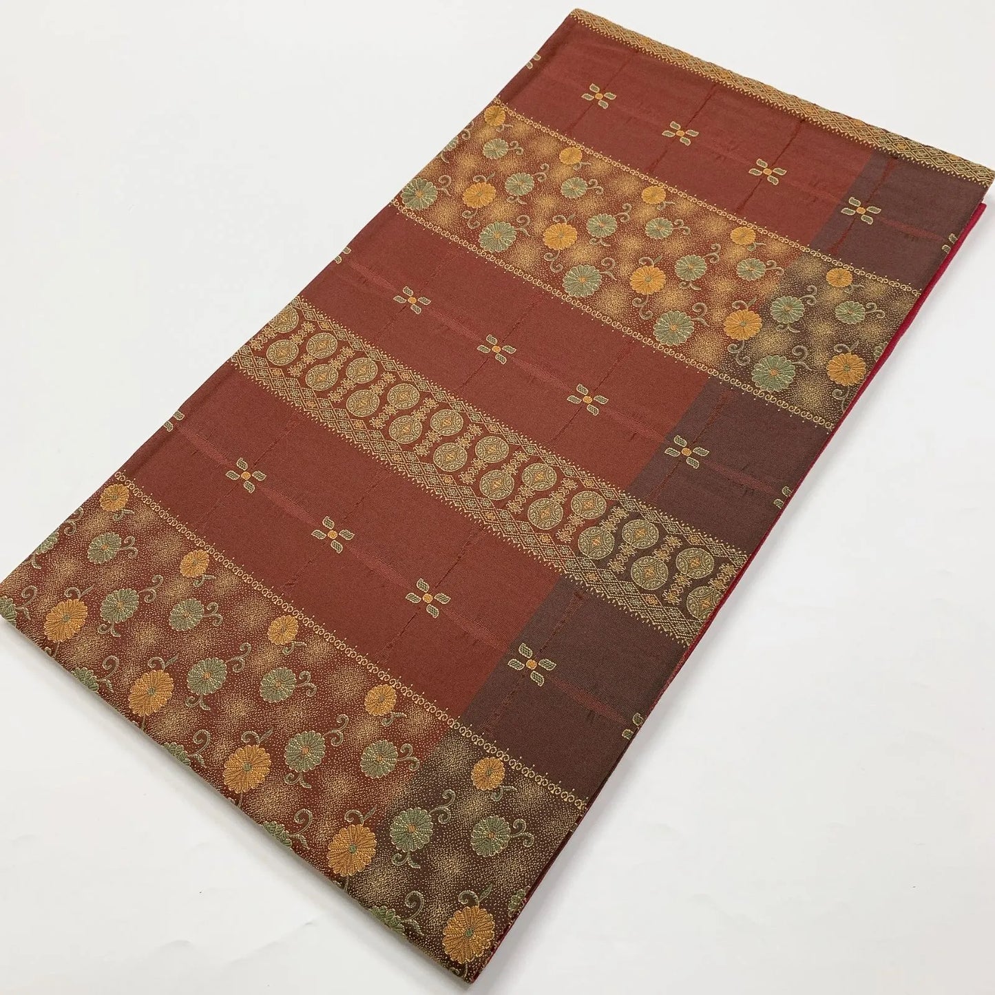 6864# Japanese Vintage Fukuro Obi Belt Kimono Fabric Silk All-over pattern　
