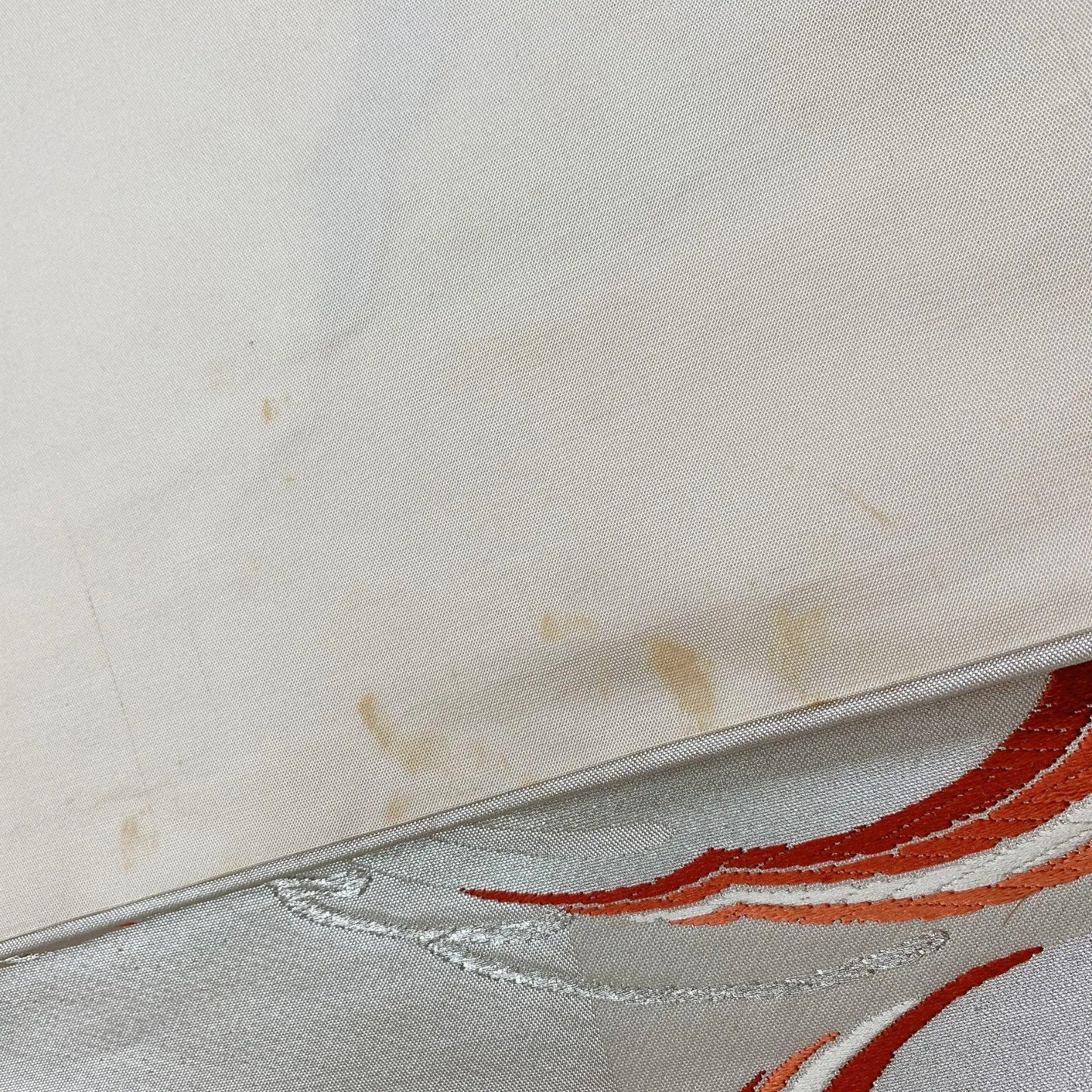 6865# Japanese Vintage Fukuro Obi Belt Kimono Fabric Silk Traditional Silver