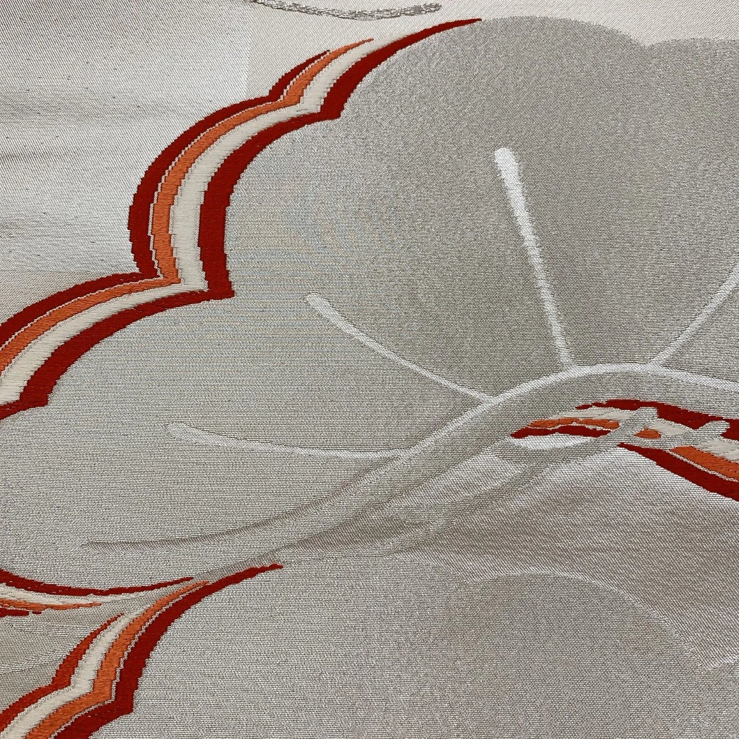 6865# Japanese Vintage Fukuro Obi Belt Kimono Fabric Silk Traditional Silver