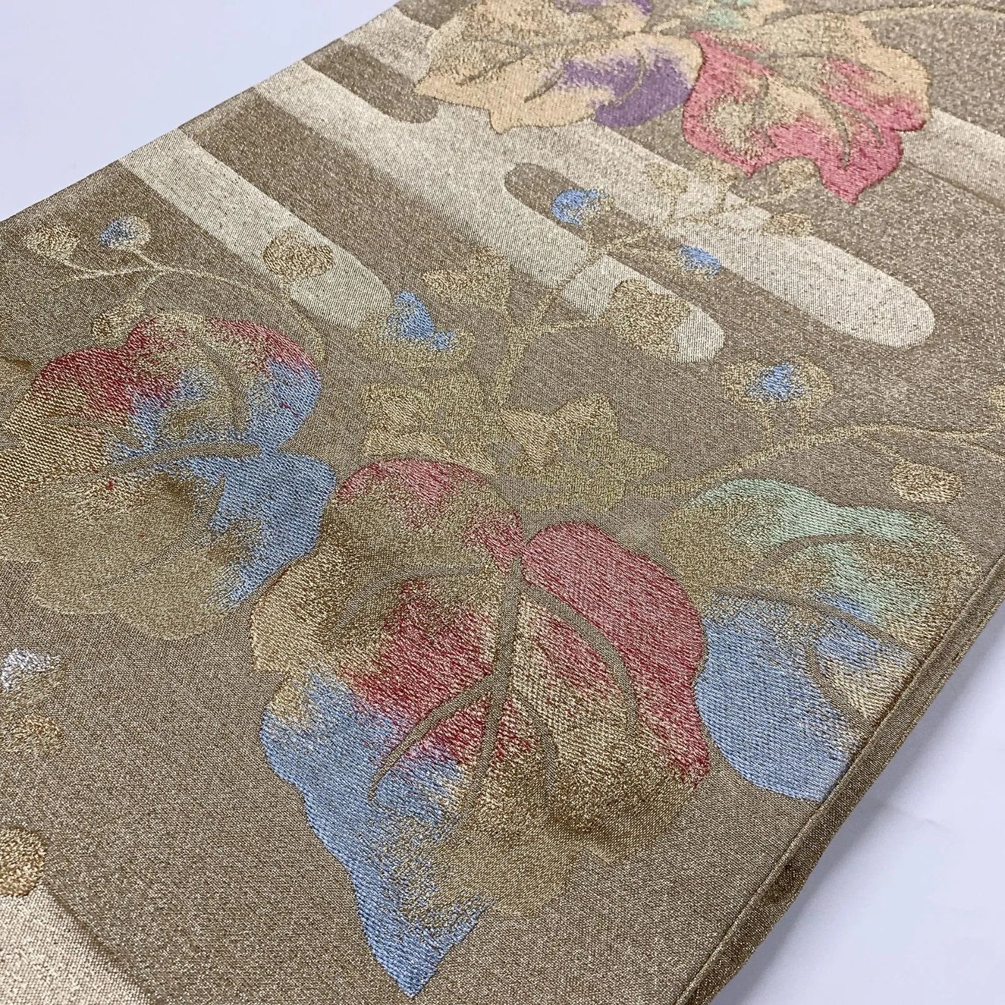 6868# Japanese Vintage Fukuro Obi Belt Kimono Fabric Silk Traditional Gold