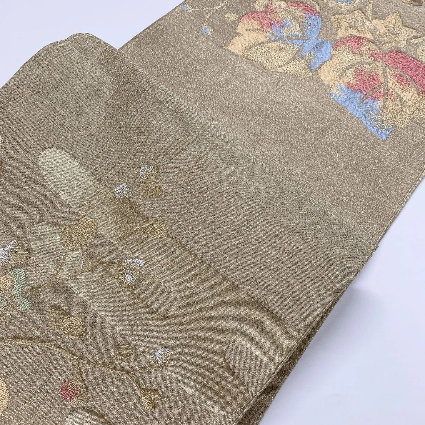 6868# Japanese Vintage Fukuro Obi Belt Kimono Fabric Silk Traditional Gold