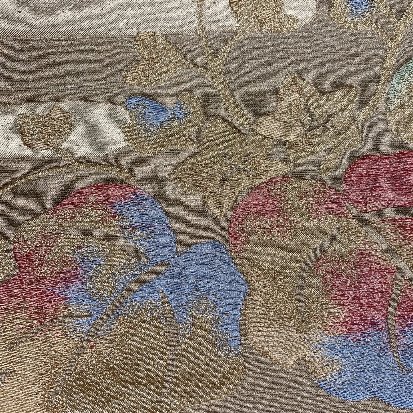 6868# Japanese Vintage Fukuro Obi Belt Kimono Fabric Silk Traditional Gold