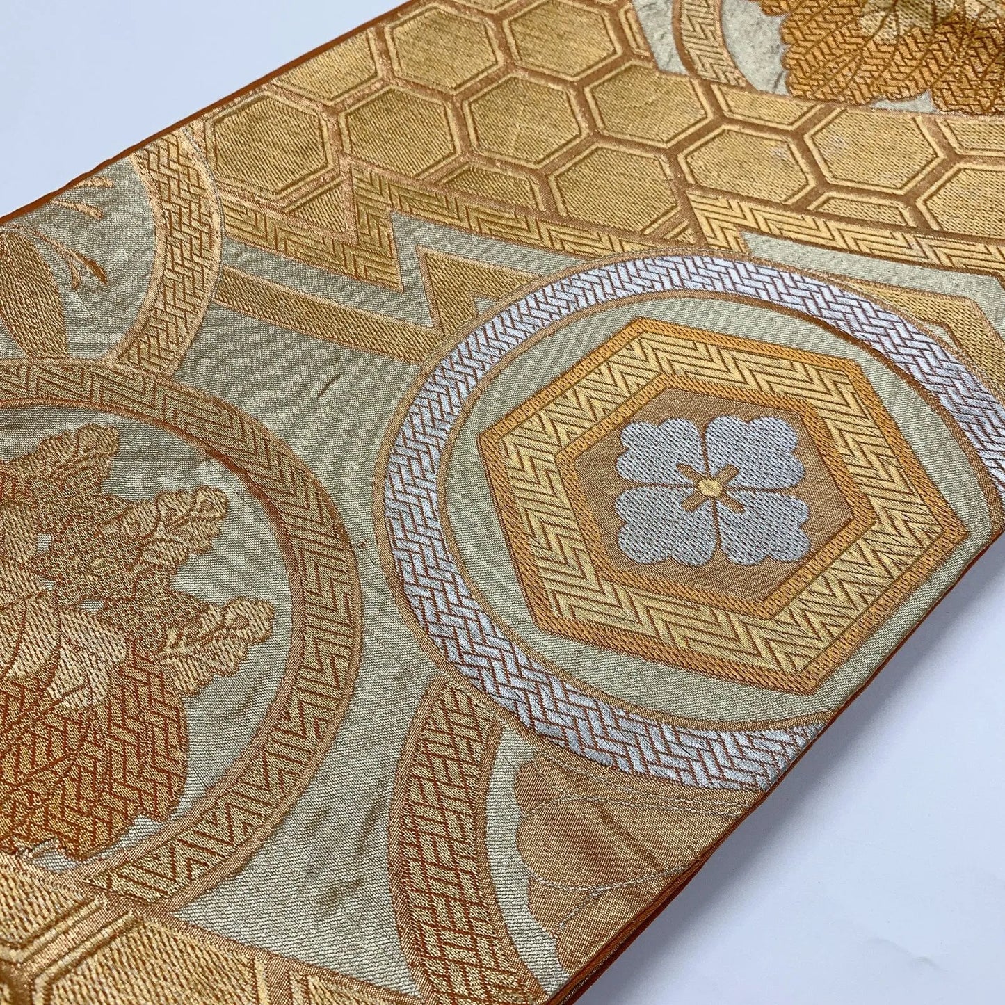 6870# Japanese Vintage Fukuro Obi Belt Kimono Fabric Silk Traditional