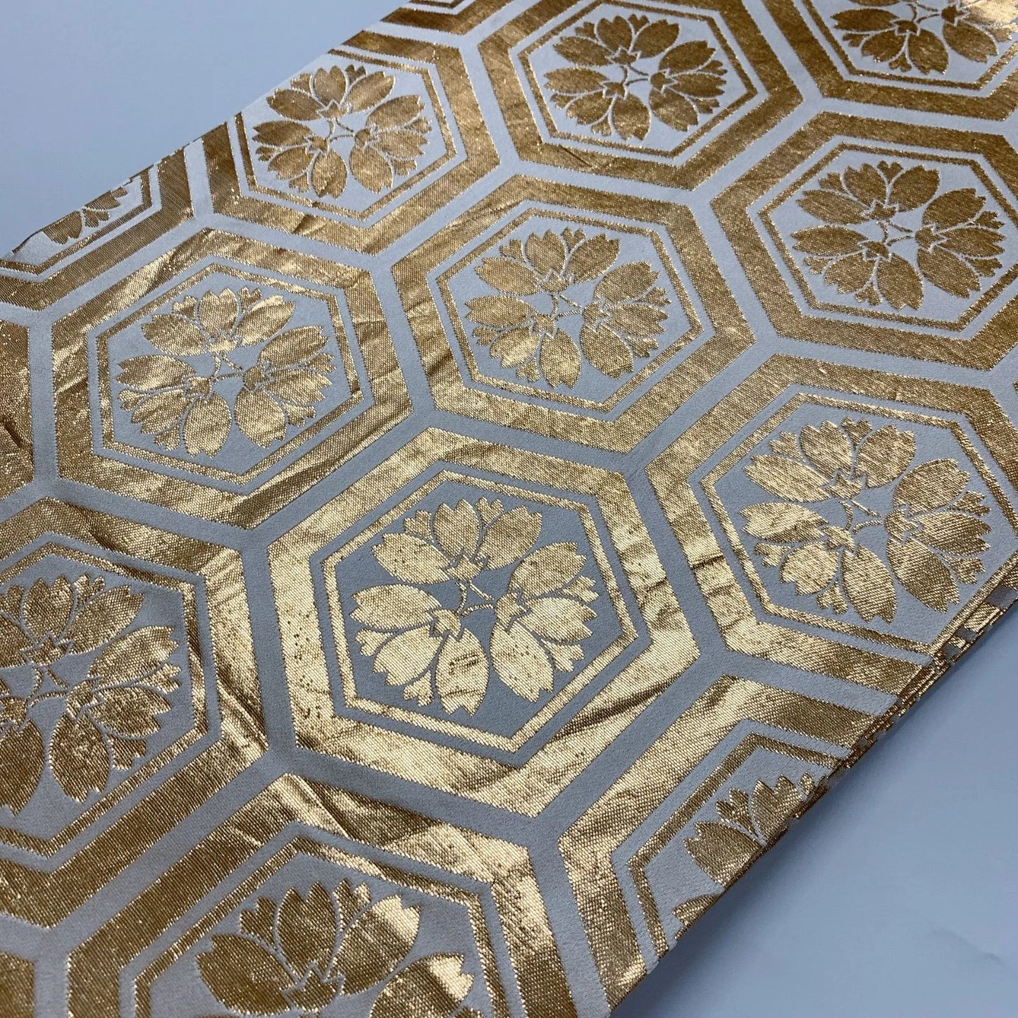 6872# Japanese Vintage Fukuro Obi Belt Kimono Fabric Silk All-over pattern　