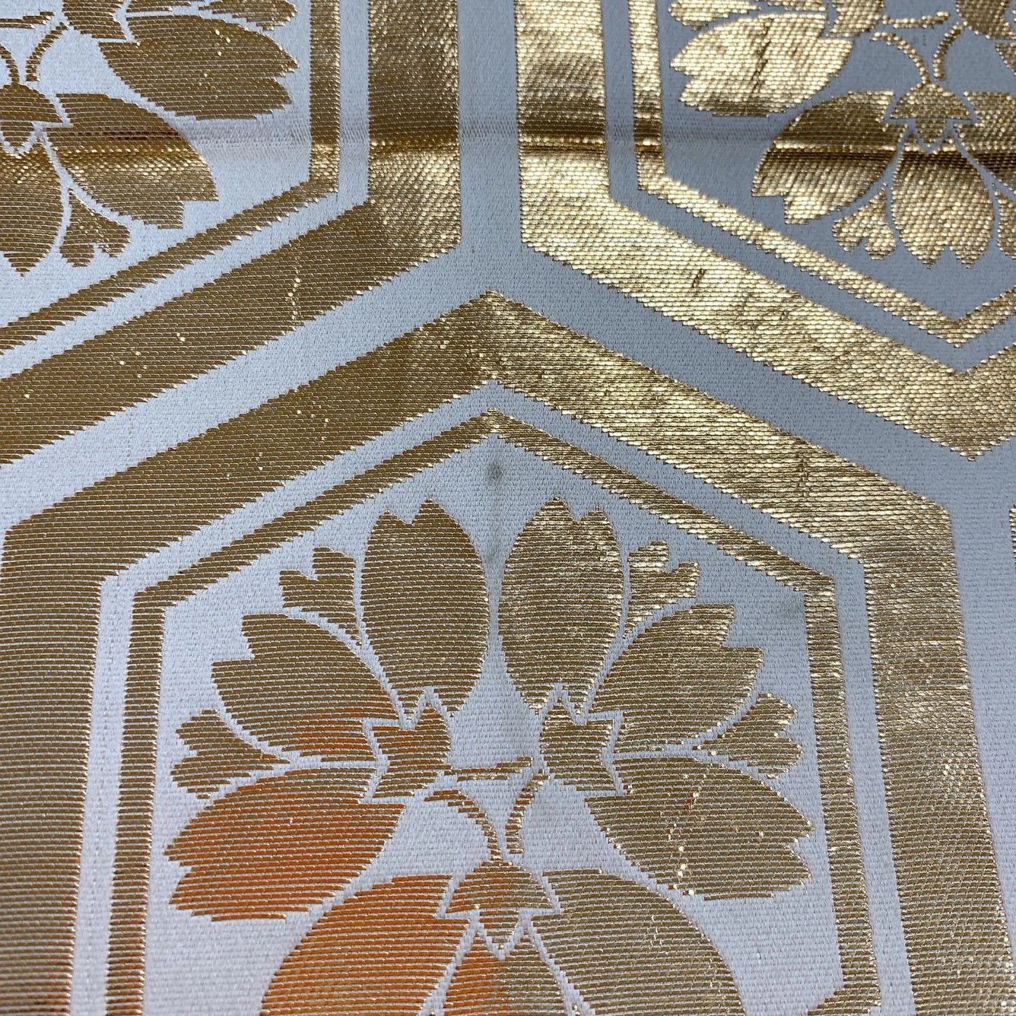 6872# Japanese Vintage Fukuro Obi Belt Kimono Fabric Silk All-over pattern　