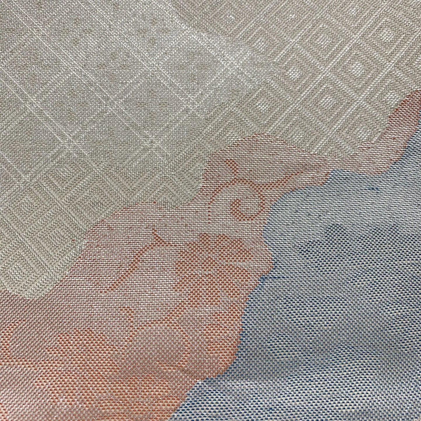 6873# Japanese Vintage Fukuro Obi Belt Kimono Fabric Silk Traditional Silver