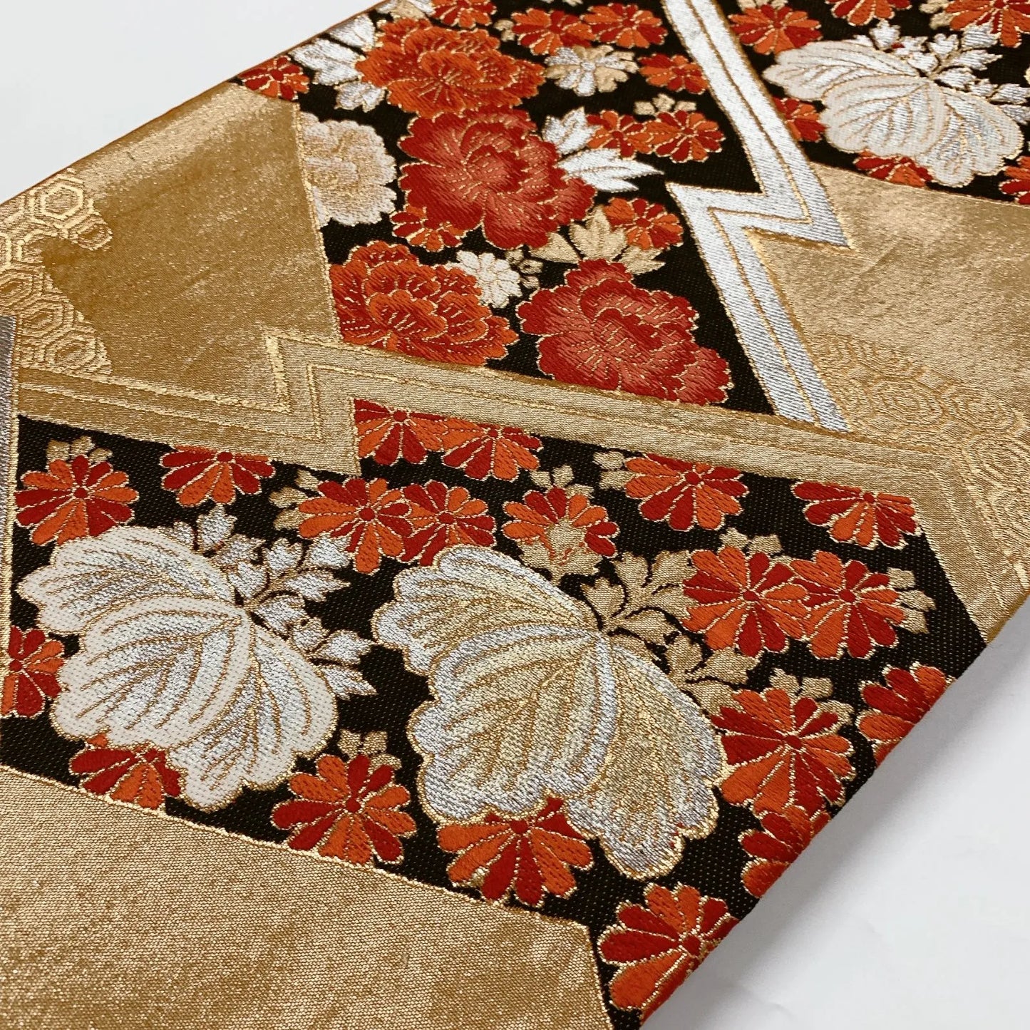 6874# Japanese Vintage Fukuro Obi Belt Kimono Fabric Silk Traditional