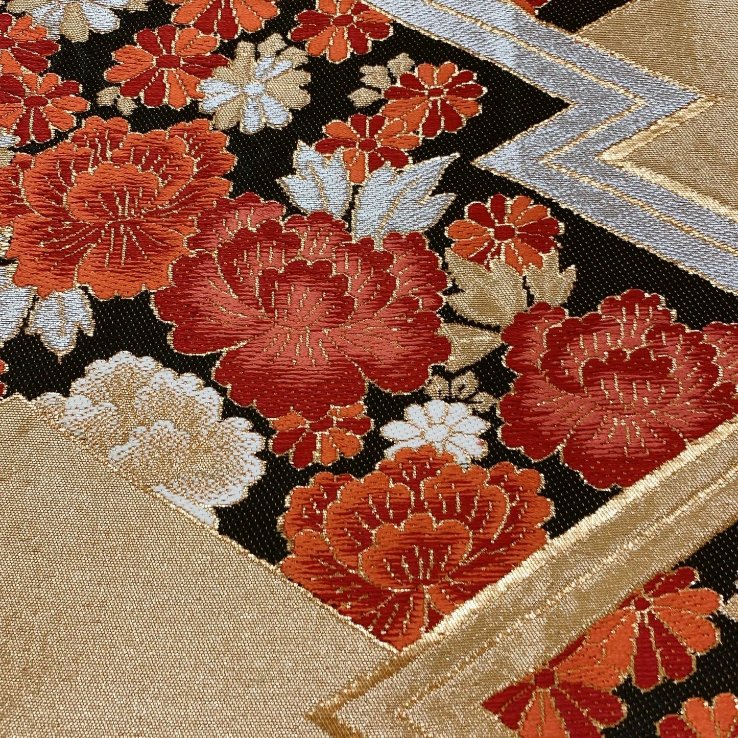 6874# Japanese Vintage Fukuro Obi Belt Kimono Fabric Silk Traditional