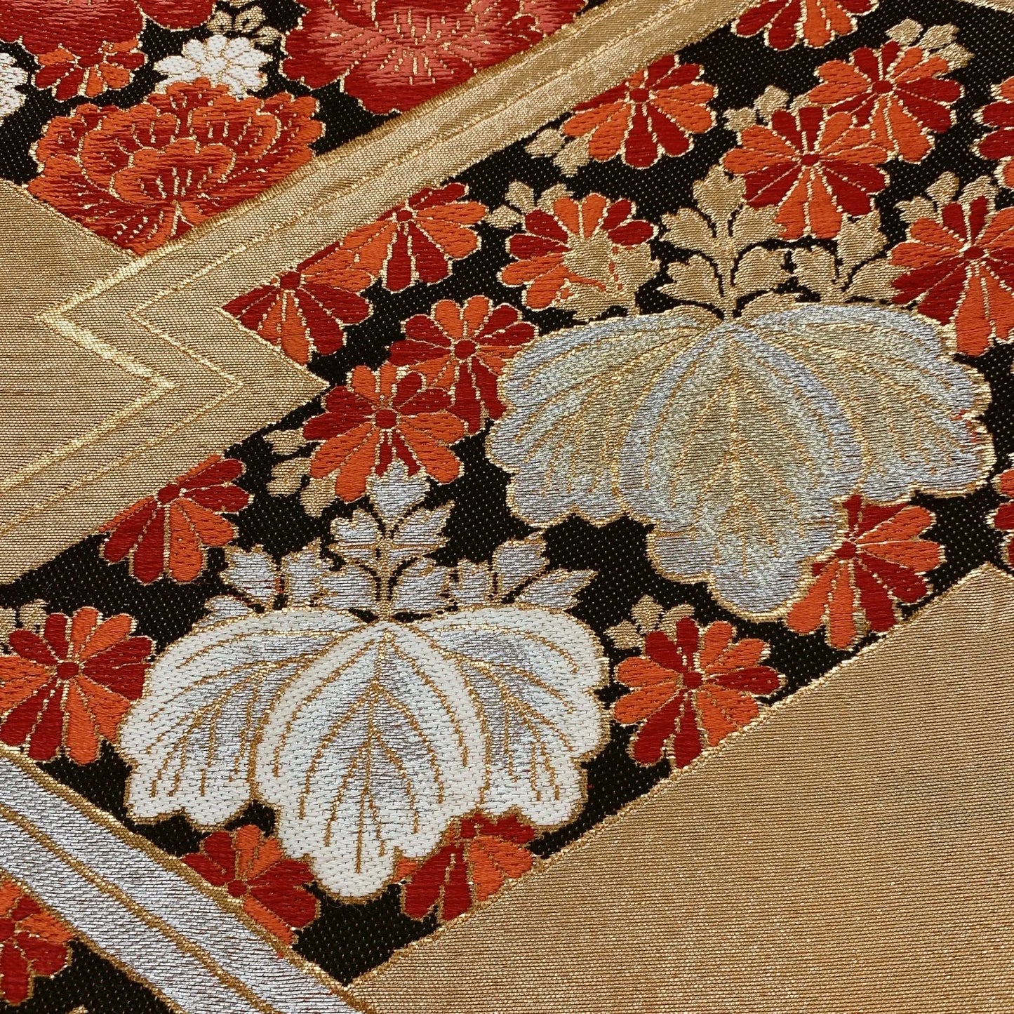 6874# Japanese Vintage Fukuro Obi Belt Kimono Fabric Silk Traditional