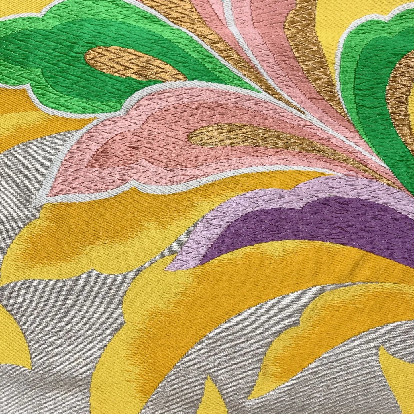 6879# Japanese Vintage Fukuro Obi Belt Kimono Fabric Silk Traditional Embroidery