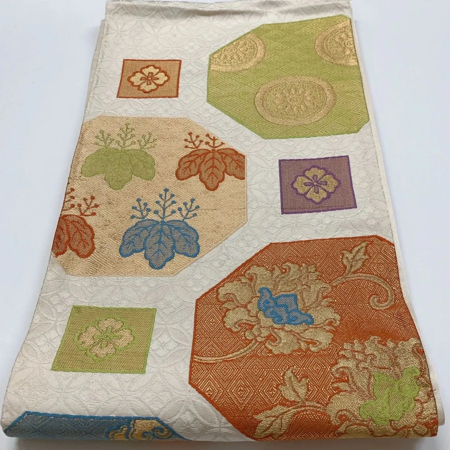 6851# Japanese Vintage Fukuro Obi Belt Kimono Fabric Silk Traditional Untailored