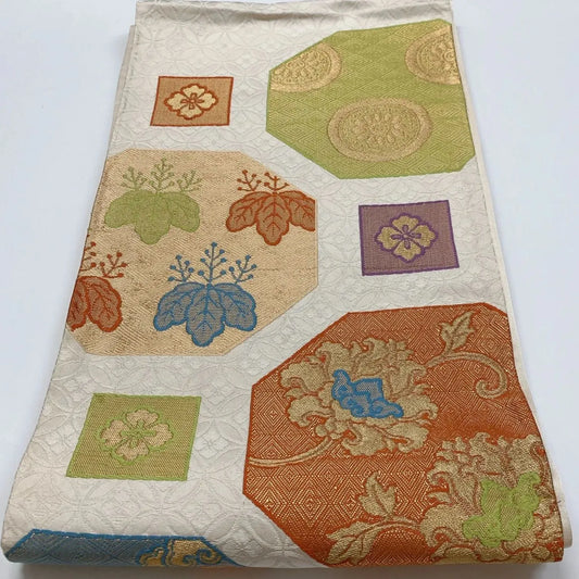 6851# Japanese Vintage Fukuro Obi Belt Kimono Fabric Silk Traditional Untailored