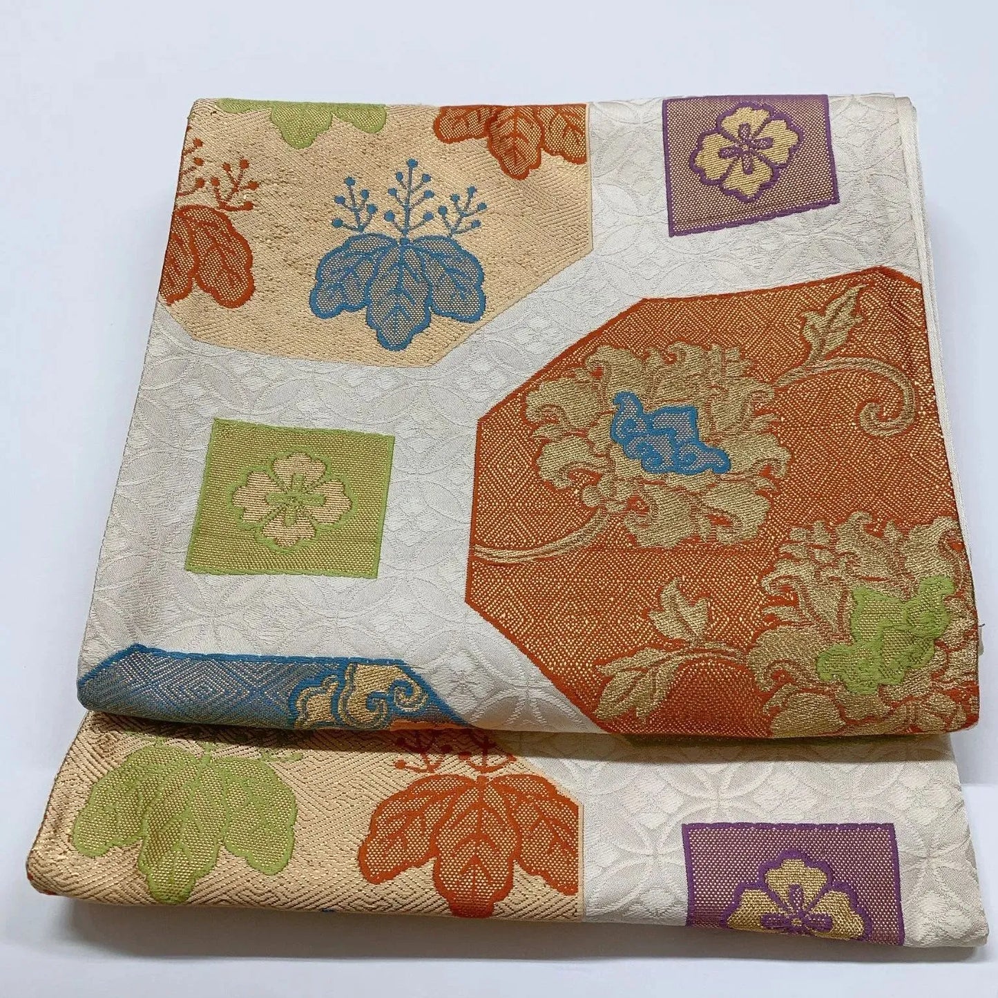 6851# Japanese Vintage Fukuro Obi Belt Kimono Fabric Silk Traditional Untailored