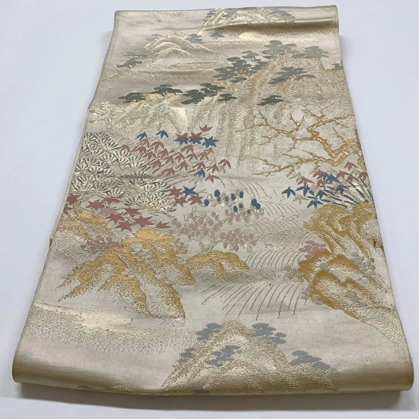 6854# Japanese Vintage Fukuro Obi Belt Kimono Fabric Silk Traditional Untailored 　