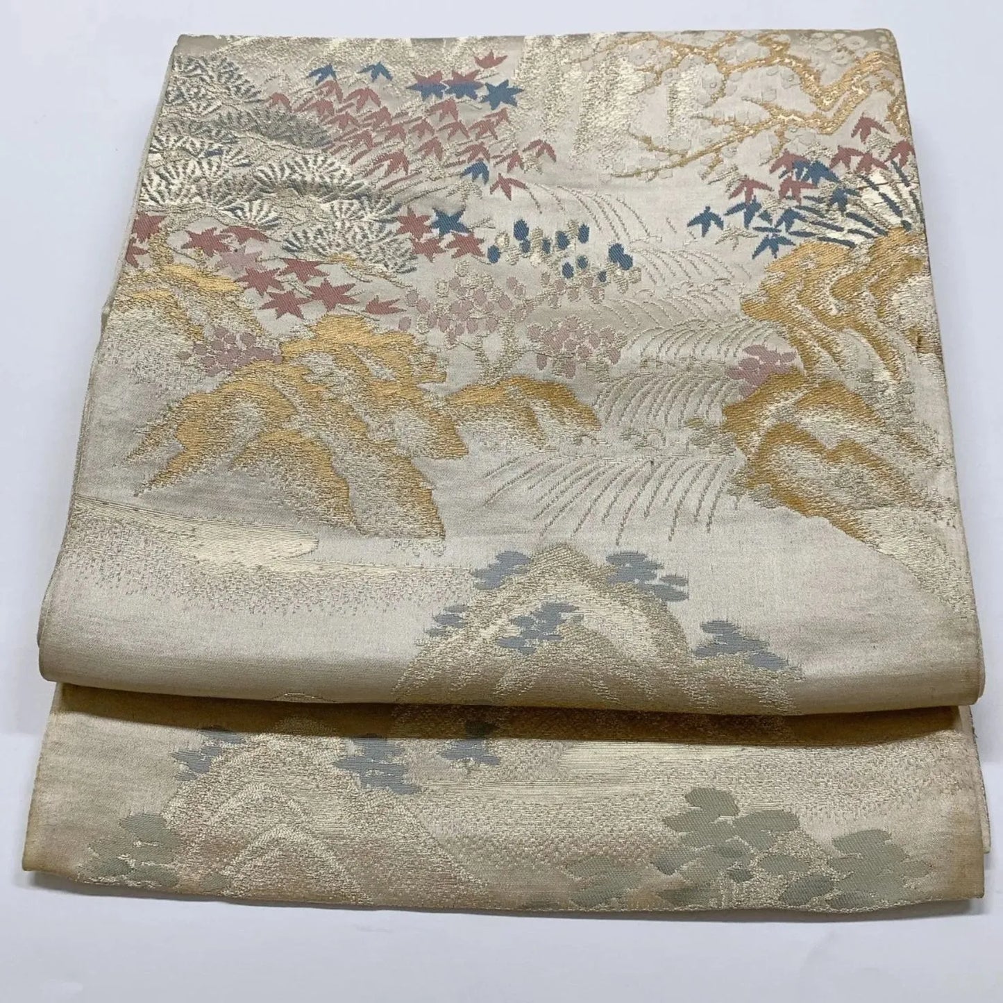 6854# Japanese Vintage Fukuro Obi Belt Kimono Fabric Silk Traditional Untailored 　