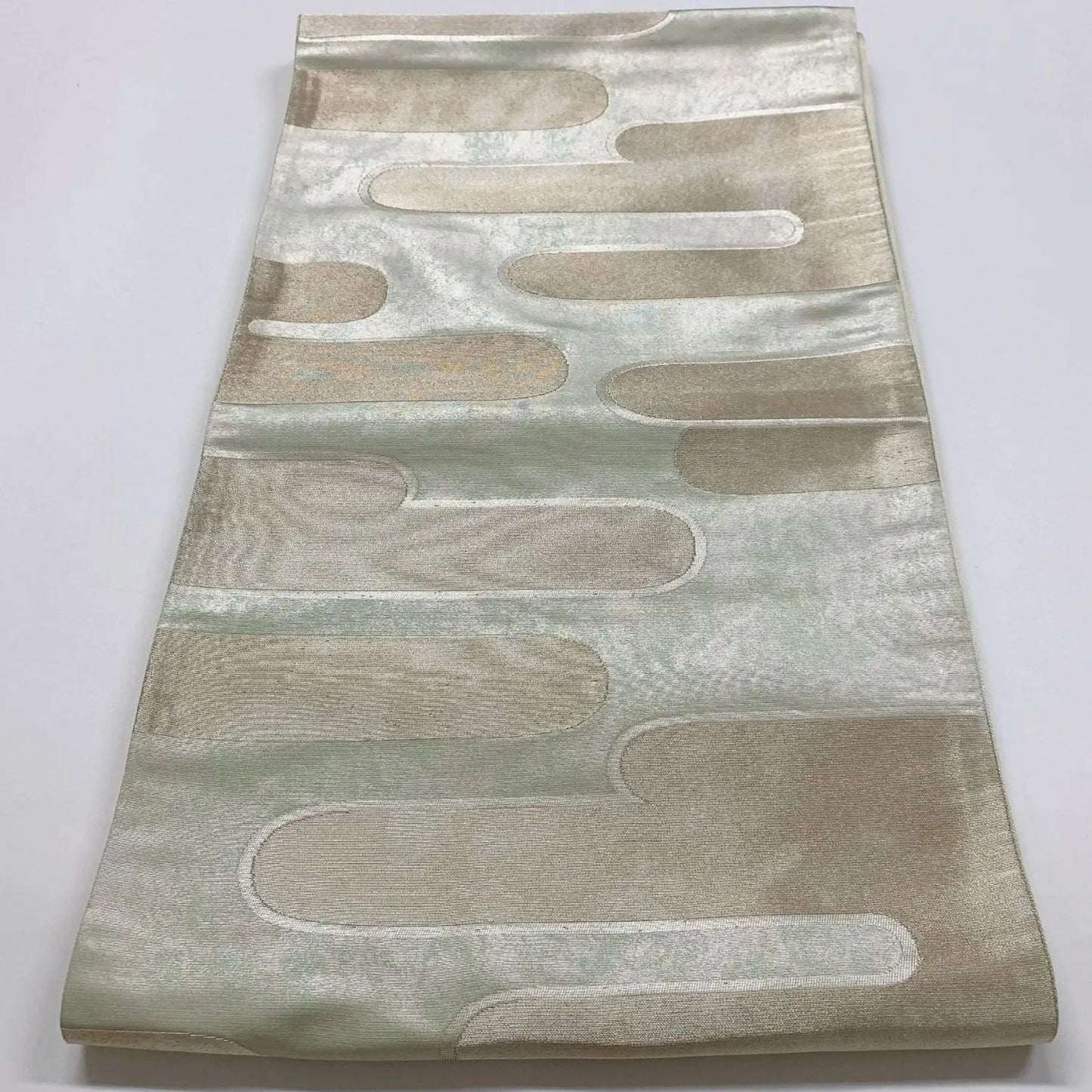 6859# Japanese Vintage Fukuro Obi Belt Kimono Fabric Silk Traditional Silver