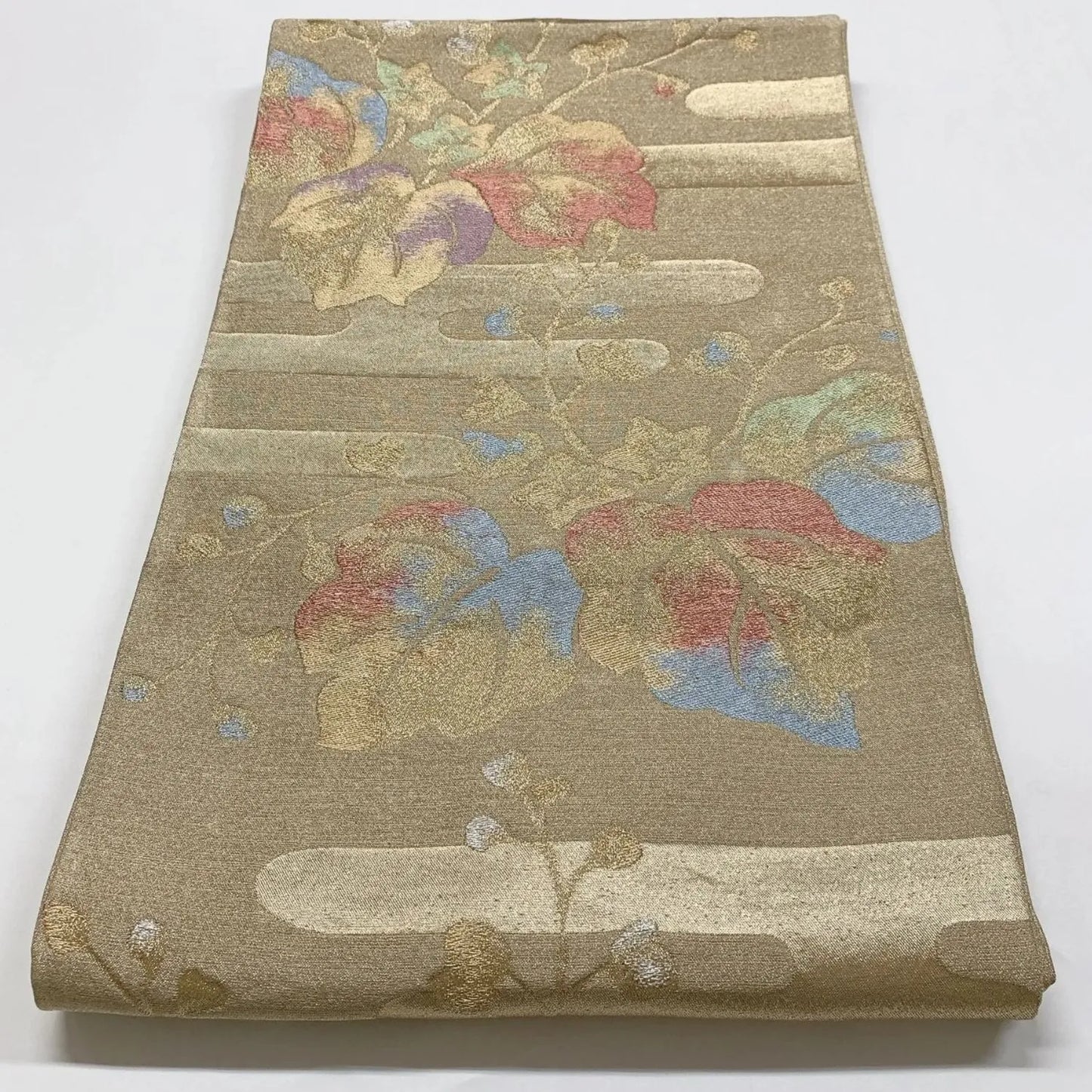 6868# Japanese Vintage Fukuro Obi Belt Kimono Fabric Silk Traditional Gold