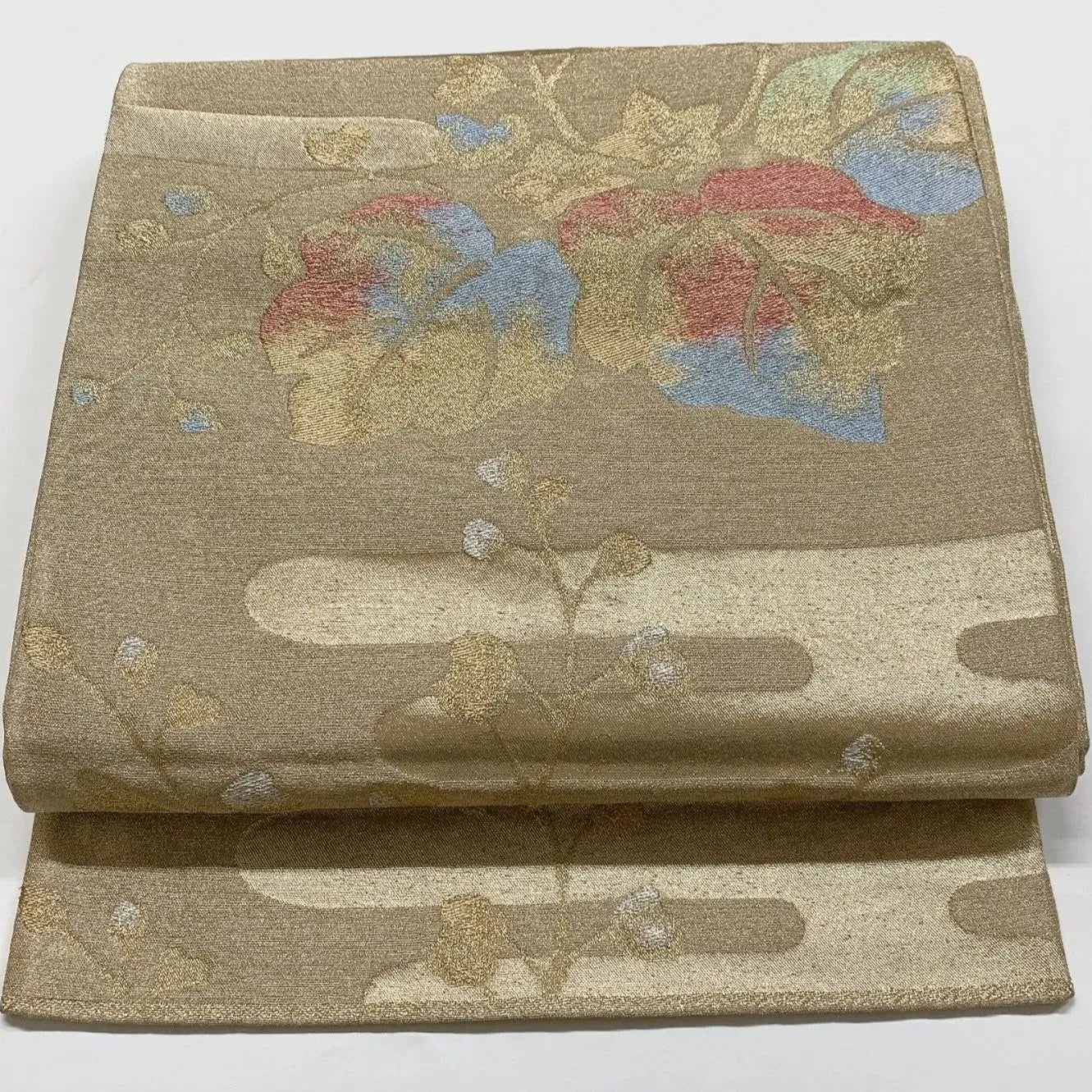 6868# Japanese Vintage Fukuro Obi Belt Kimono Fabric Silk Traditional Gold