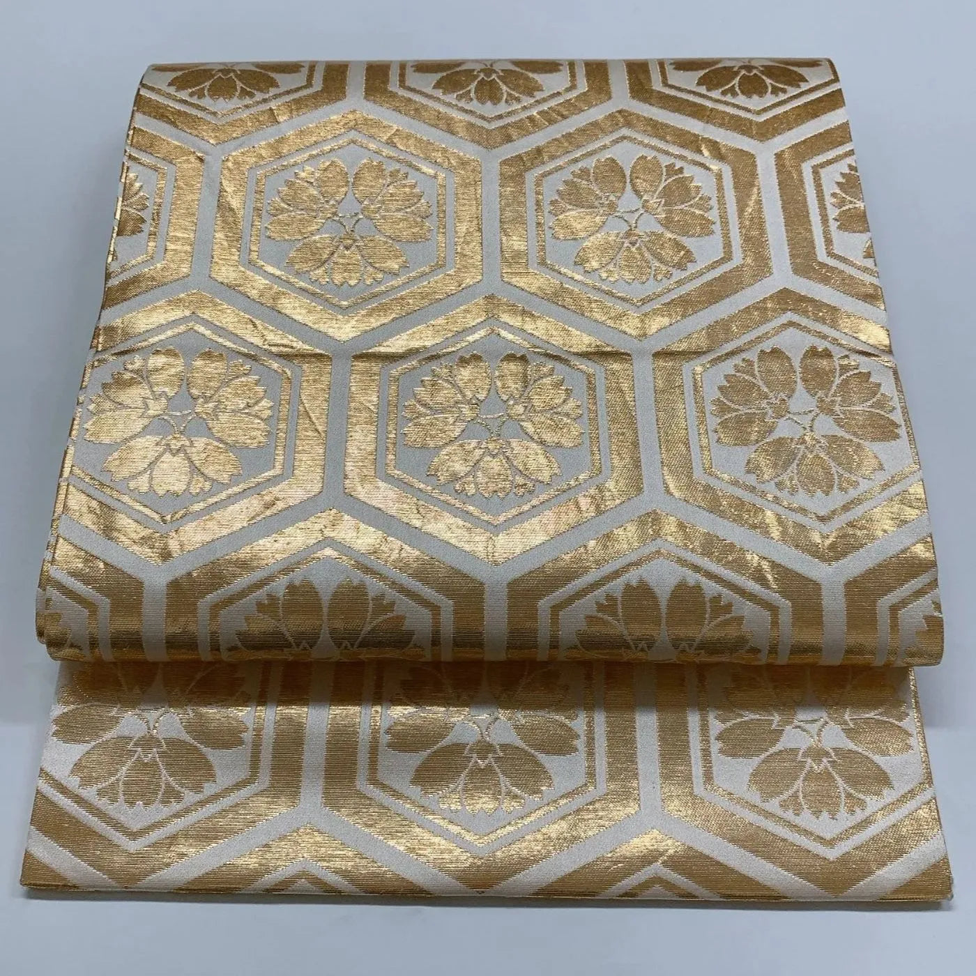 6872# Japanese Vintage Fukuro Obi Belt Kimono Fabric Silk All-over pattern　