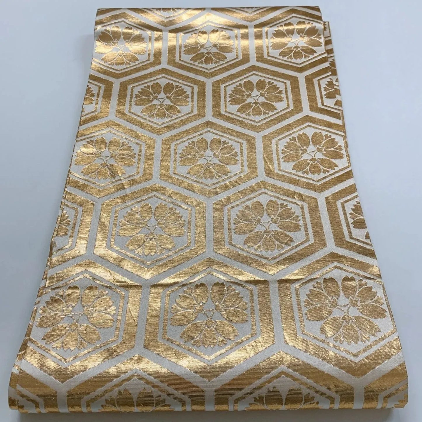 6872# Japanese Vintage Fukuro Obi Belt Kimono Fabric Silk All-over pattern　