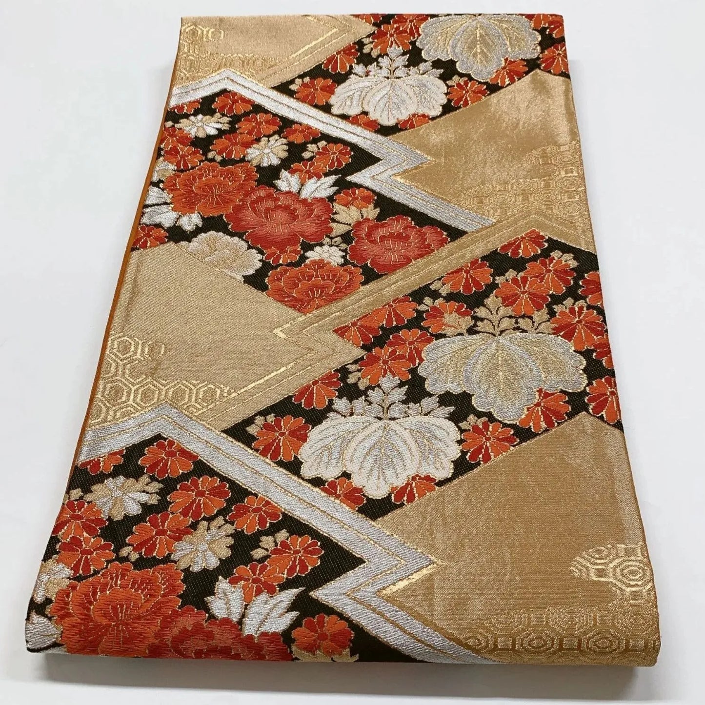 6874# Japanese Vintage Fukuro Obi Belt Kimono Fabric Silk Traditional