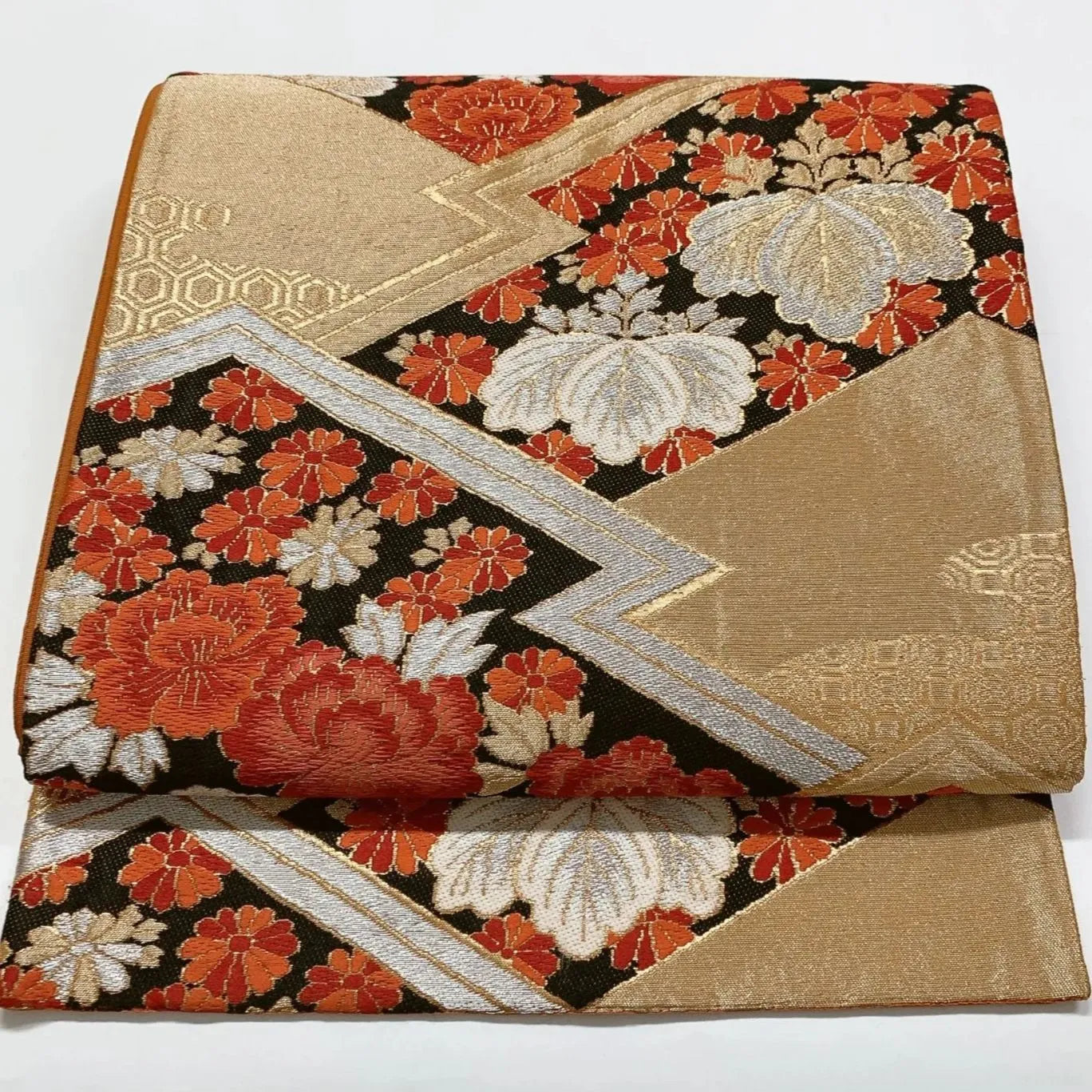 6874# Japanese Vintage Fukuro Obi Belt Kimono Fabric Silk Traditional