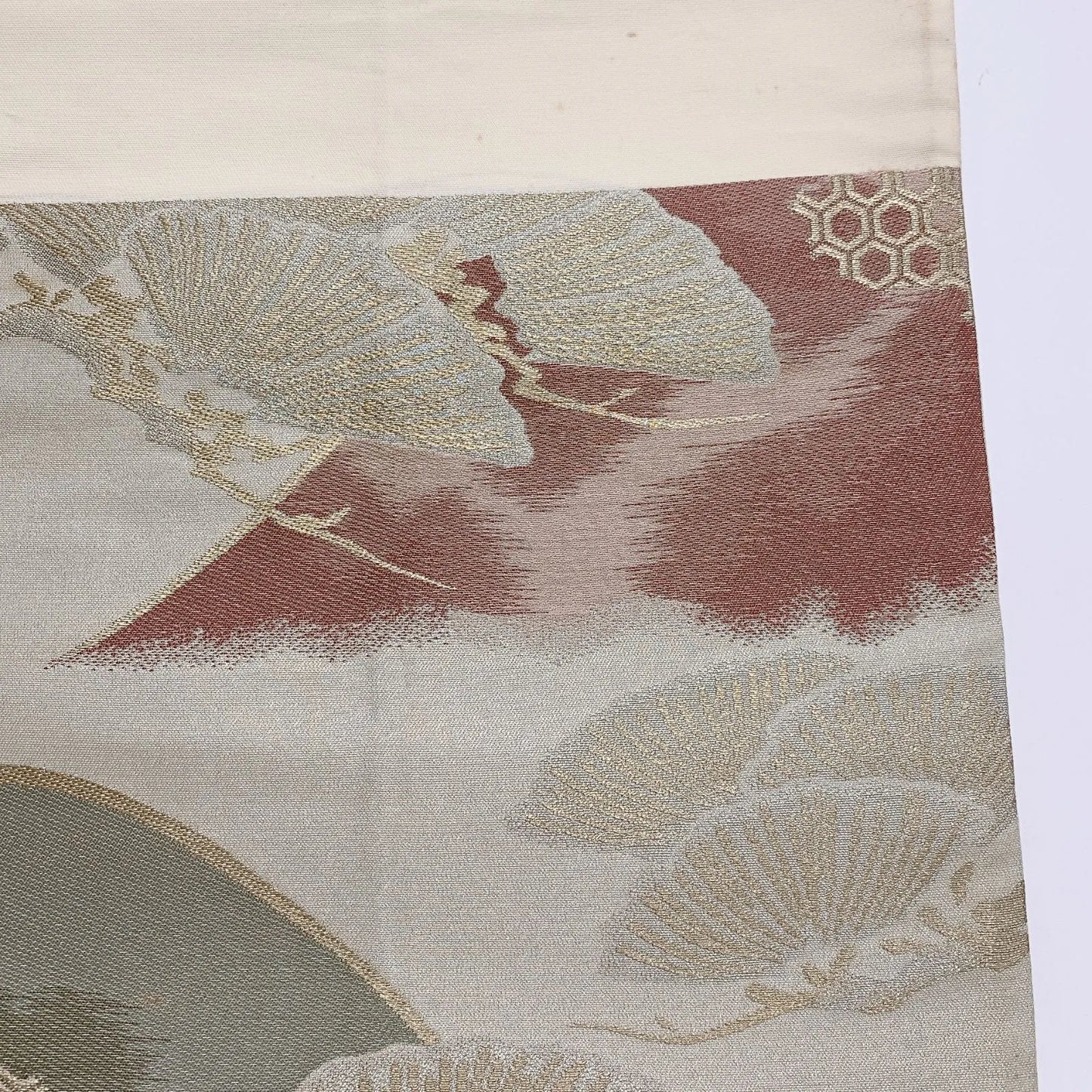 6881# Japanese Vintage Fukuro Obi Belt Kimono Fabric Silk Traditional Untailored