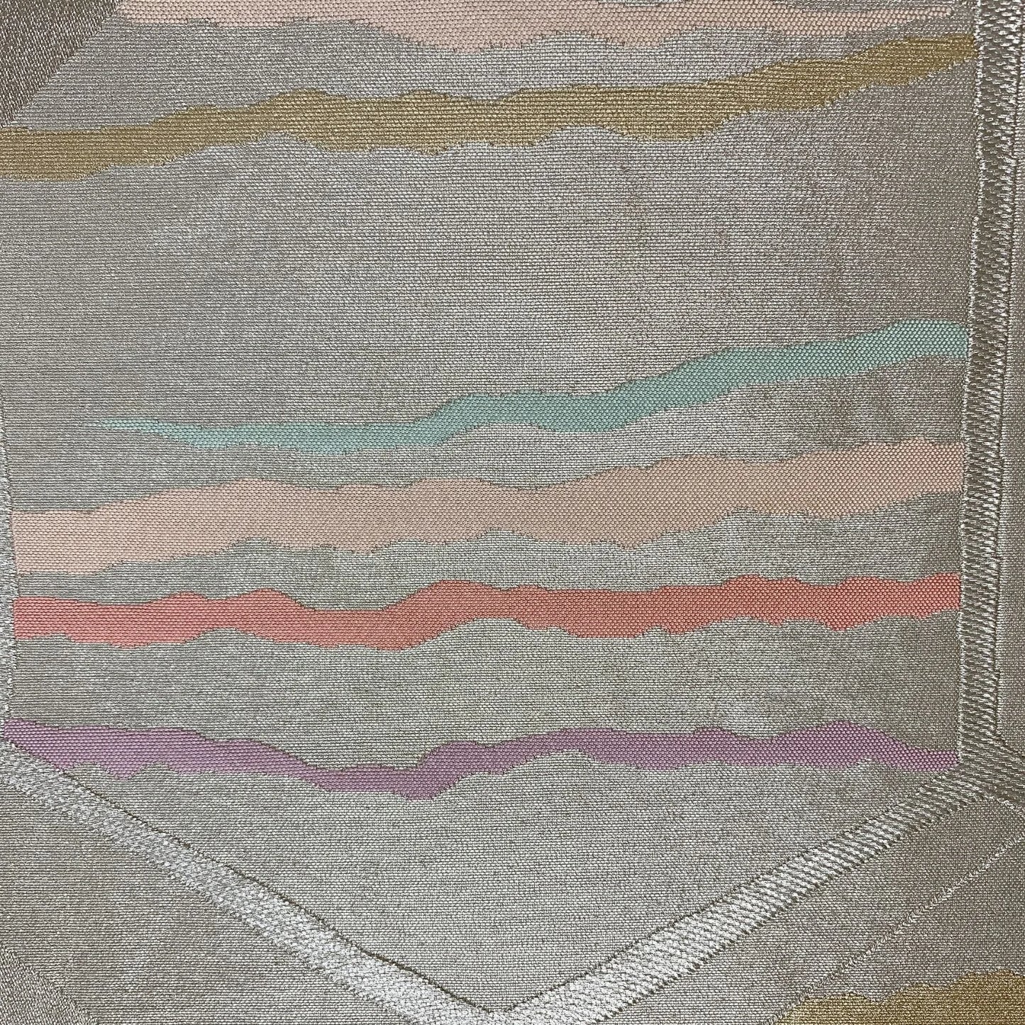 6882# Japanese Vintage Fukuro Obi Belt Kimono Fabric Silk Traditional Silver